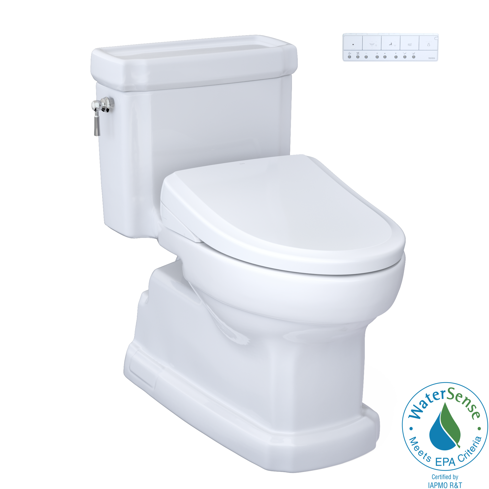 Toto Washlet+ Eco Guinevere Elongated 1.28 GPF Universal Height Toilet - S7A Classic Bidet Seat with Autoflush and Auto Open/Close