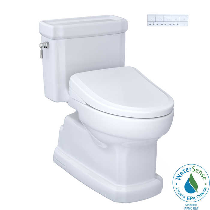 Toto Washlet+ Eco Guinevere Elongated 1.28 GPF Universal Height Toilet - S7A Classic Bidet Seat with Autoflush and Auto Open/Close