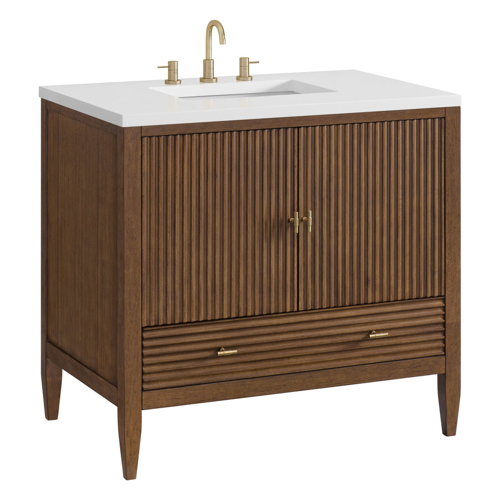 Mid-Century Walnut / White Zeus - 3 Faucet Holes