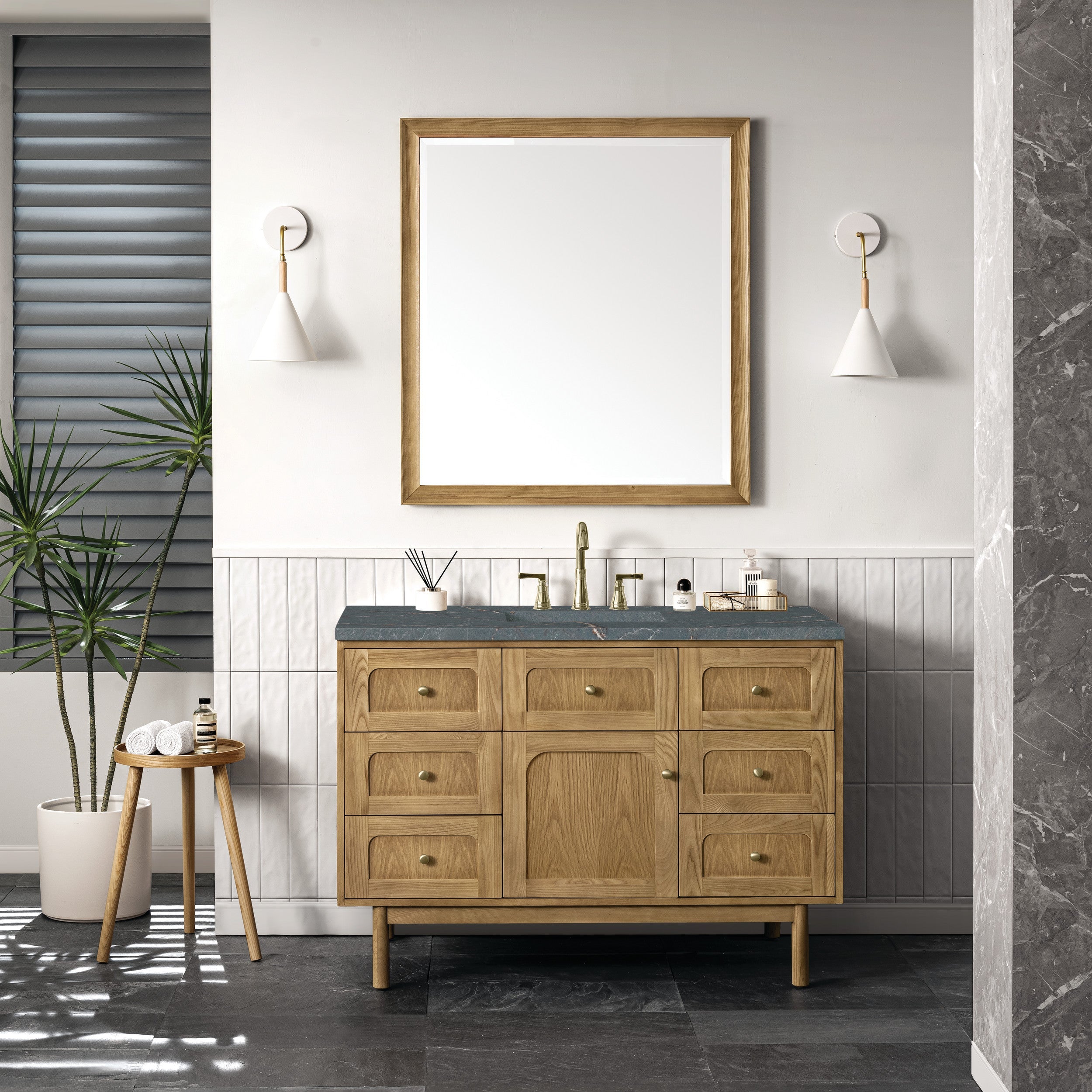 Light Natural Oak / Parisien Bleu - 3 Faucet Holes