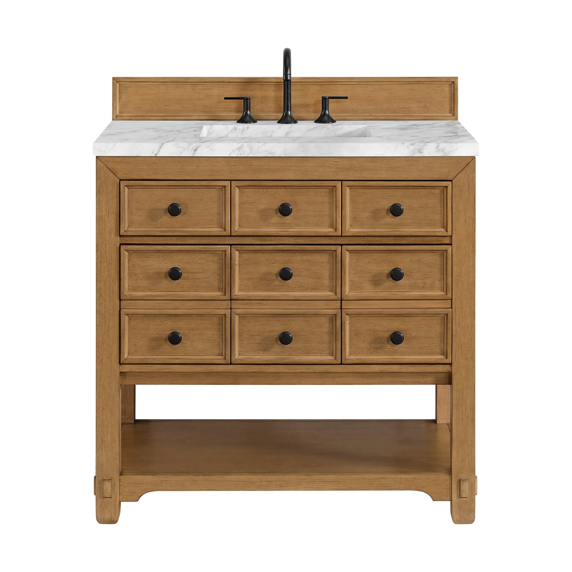 Amber Birch / Carrara White - 3 Faucet Holes