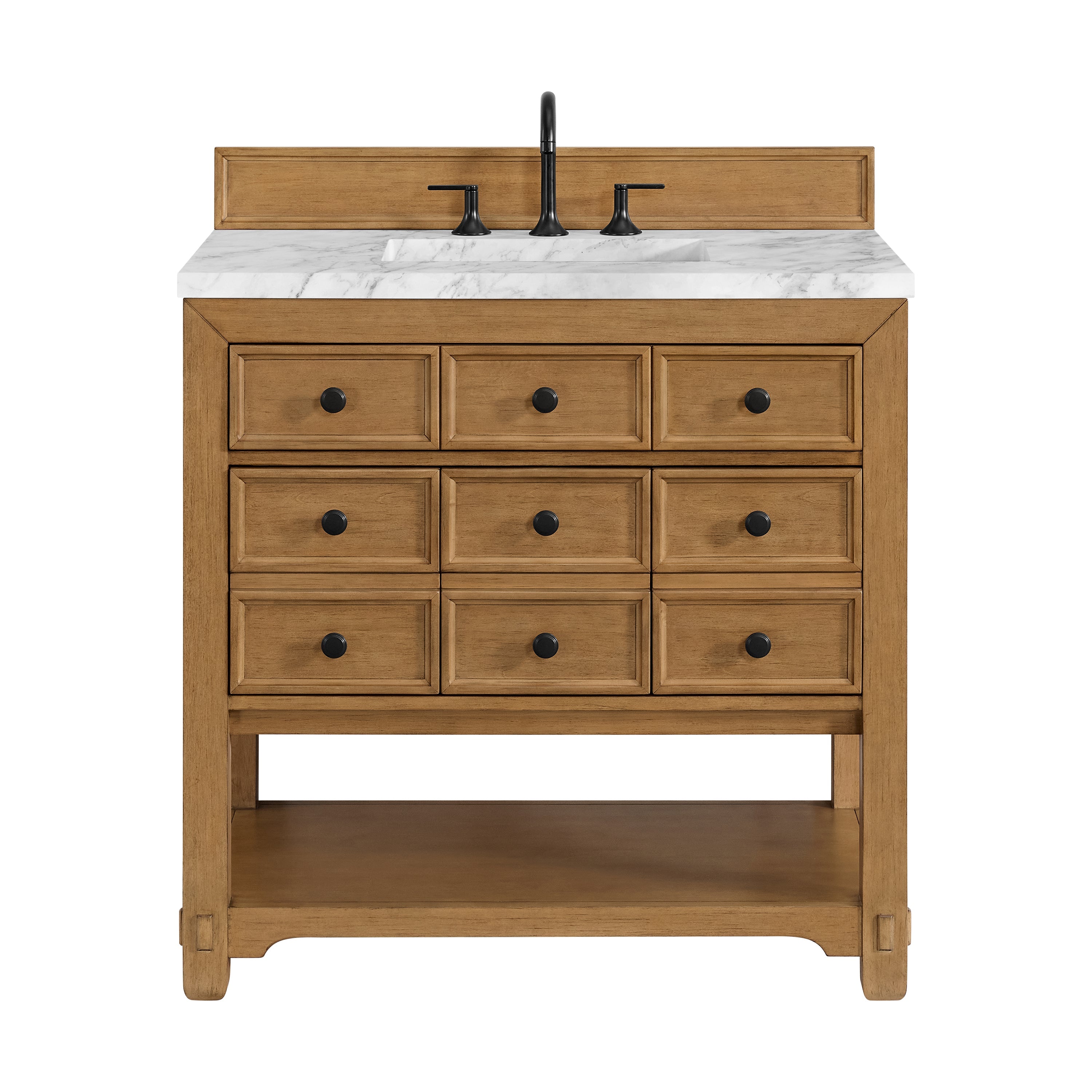 Amber Birch / Carrara White - 3 Faucet Holes