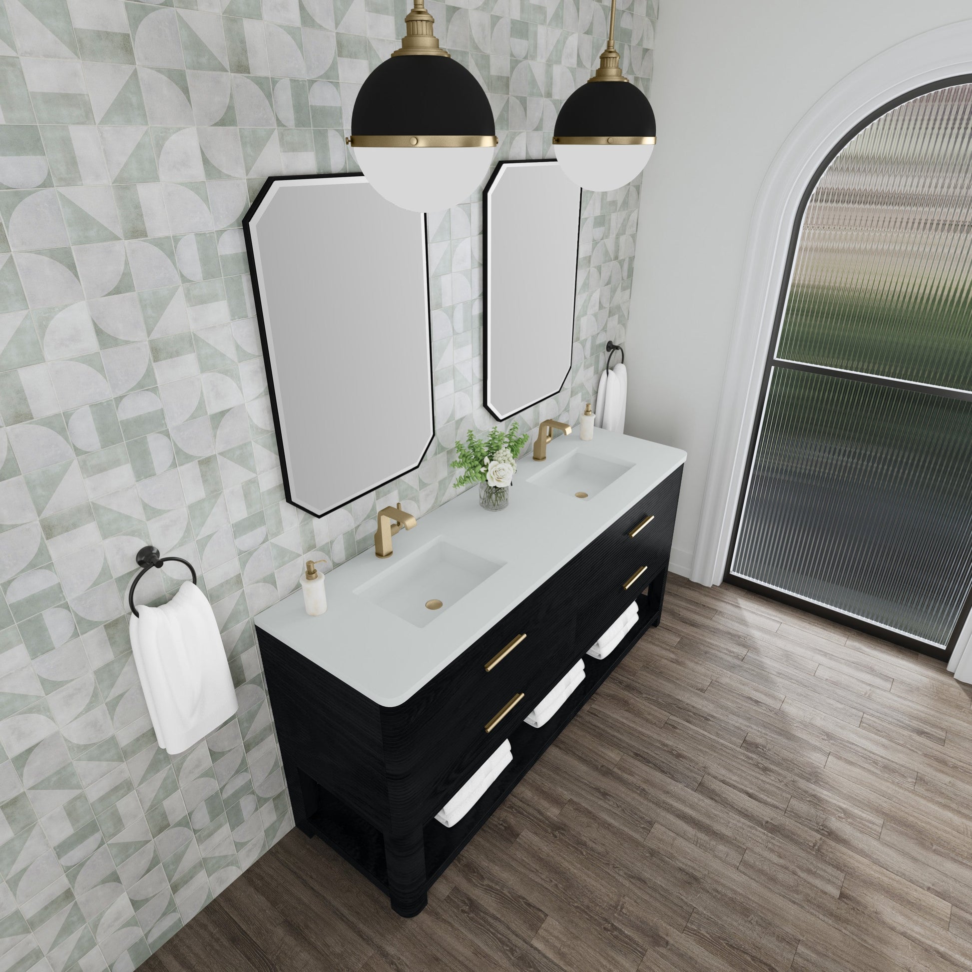 Carbon Oak / White Zeus - 1 Faucet Hole