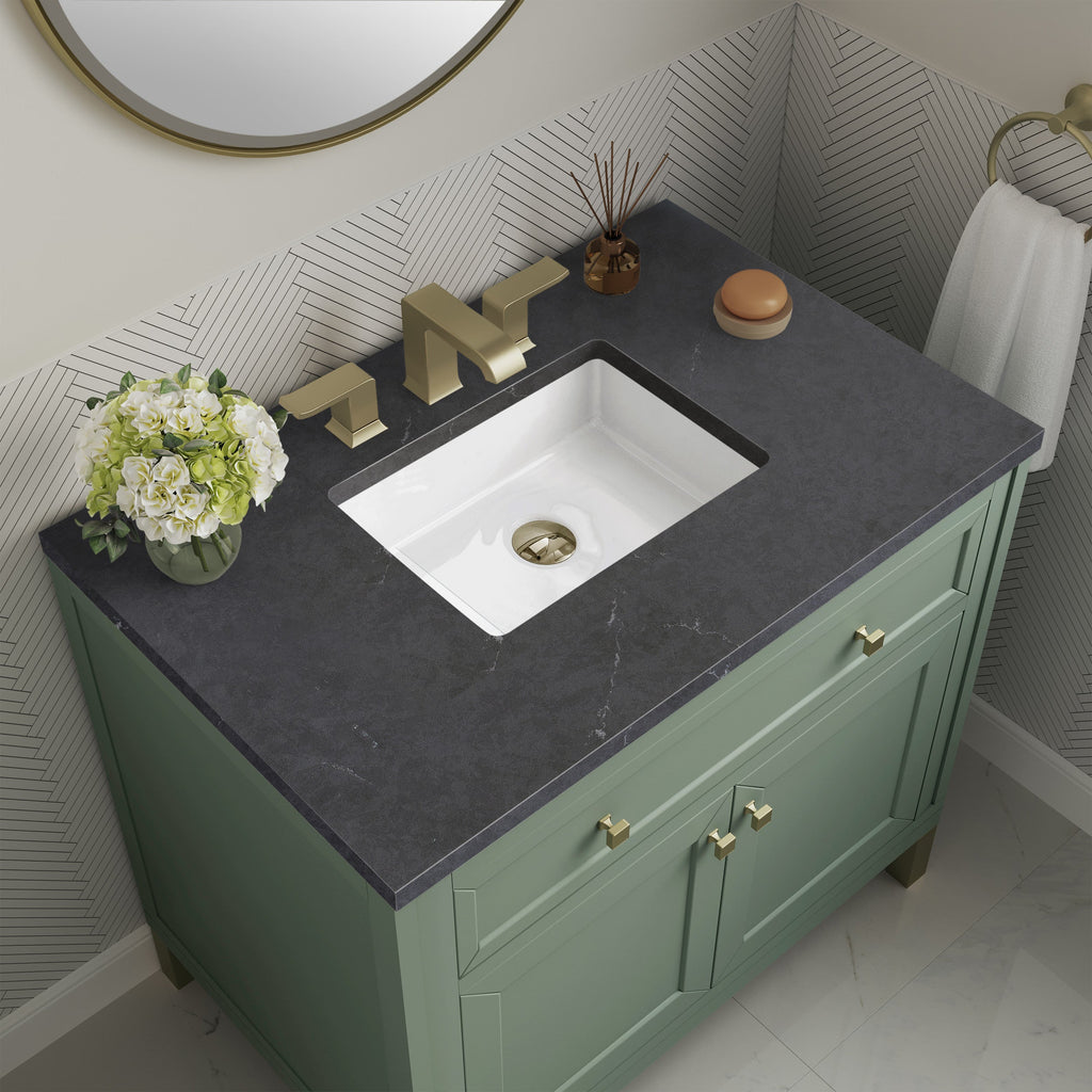 Smokey Celadon / Charcoal Soapstone - 3 Faucet Holes