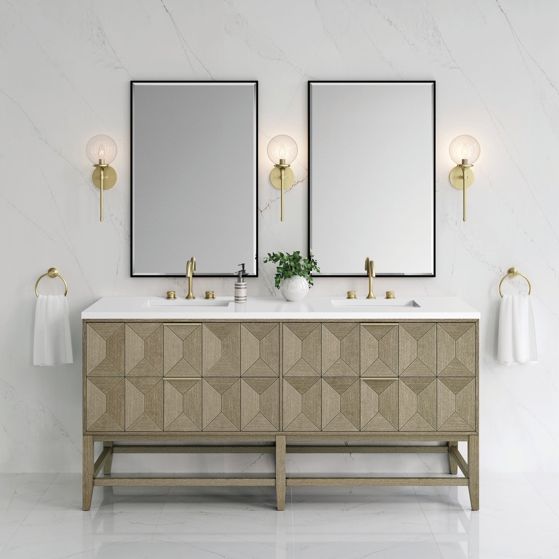 Pebble Oak / White Zeus - 3 Faucet Holes