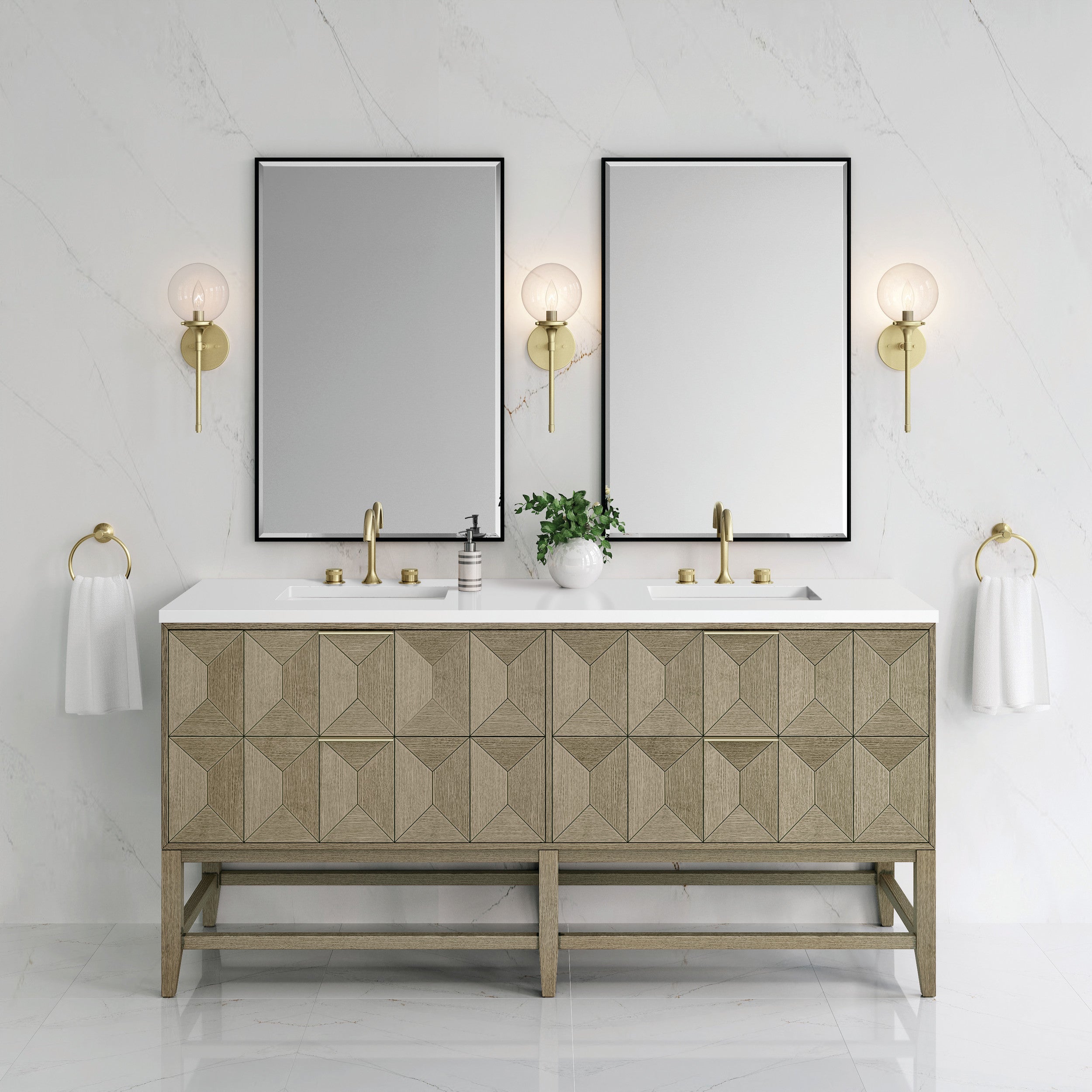Pebble Oak / White Zeus - 3 Faucet Holes