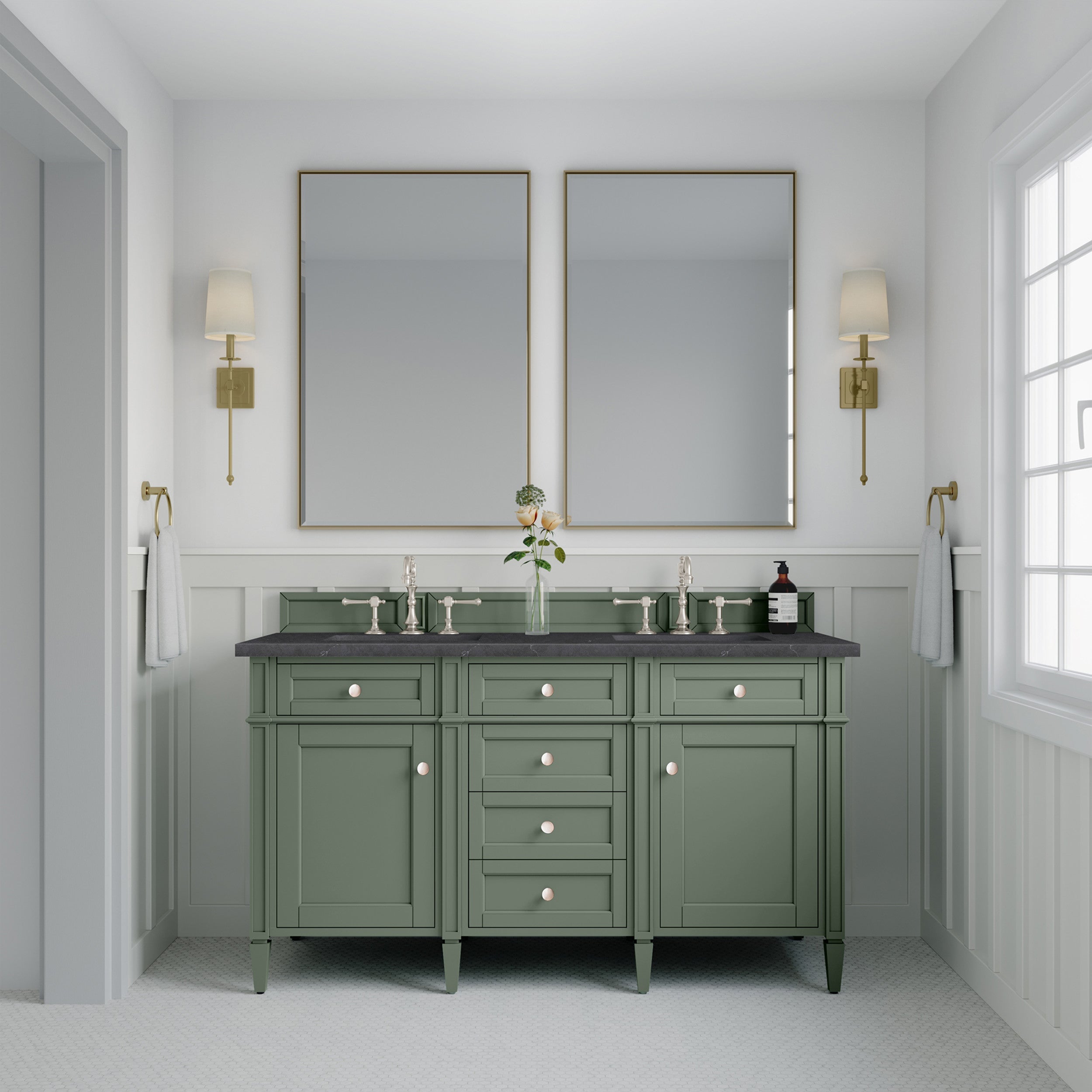 Smokey Celadon / Charcoal Soapstone - 3 Faucet Holes