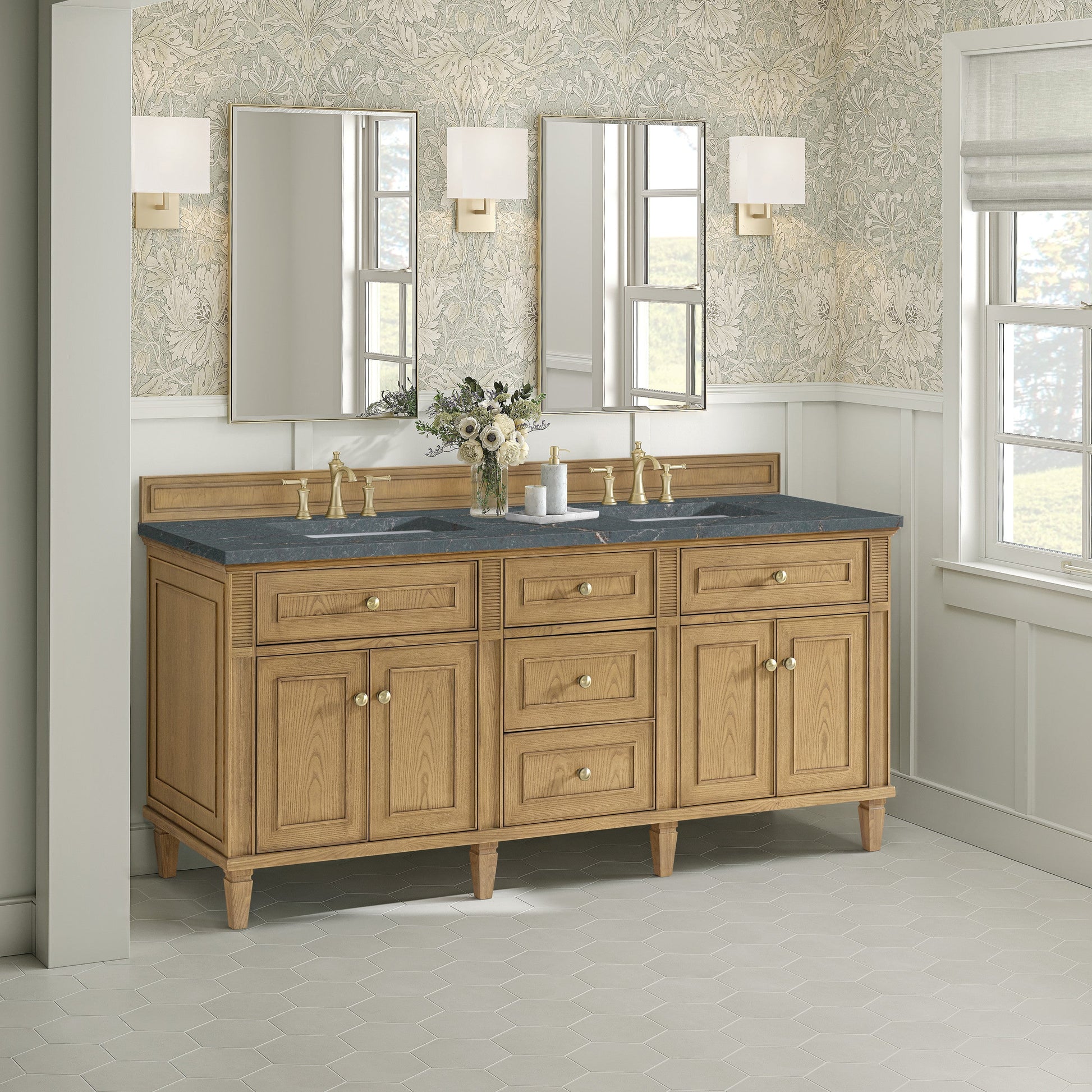 Light Natural Oak / Parisien Bleu - 3 Faucet Holes