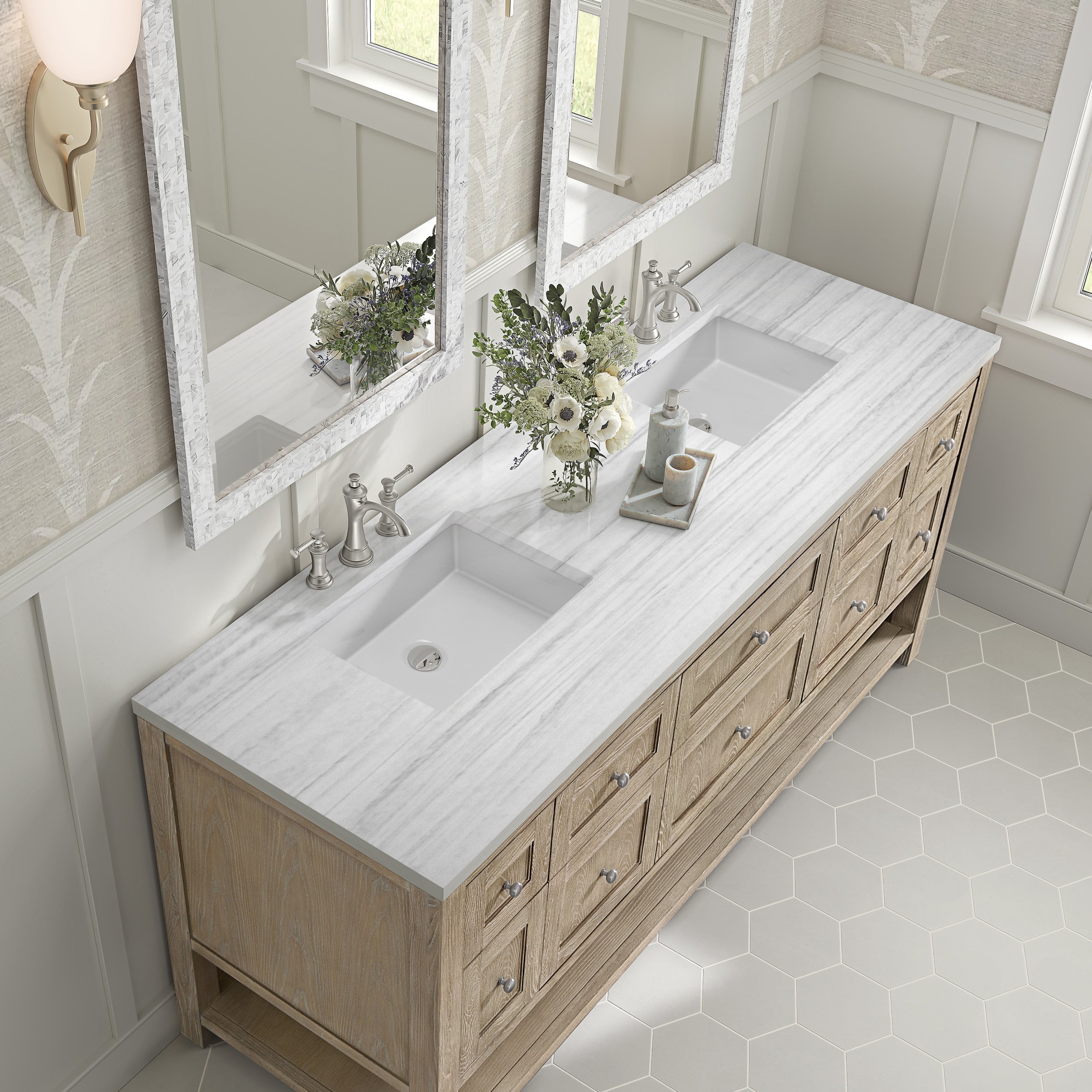 Whitewashed Oak / White Zeus - 3 Faucet Holes