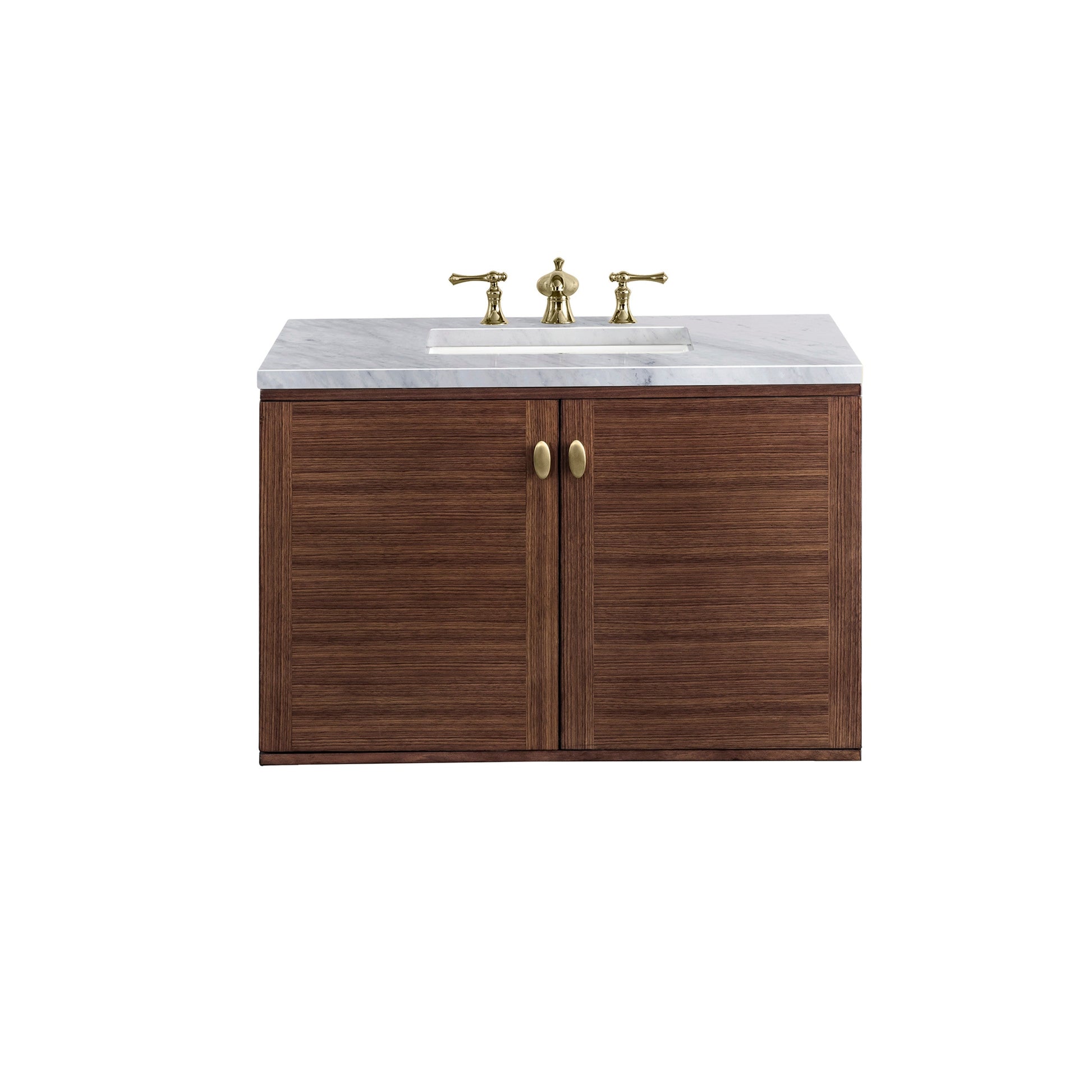 Mid-Century Walnut / Carrara White - 3 Faucet Holes