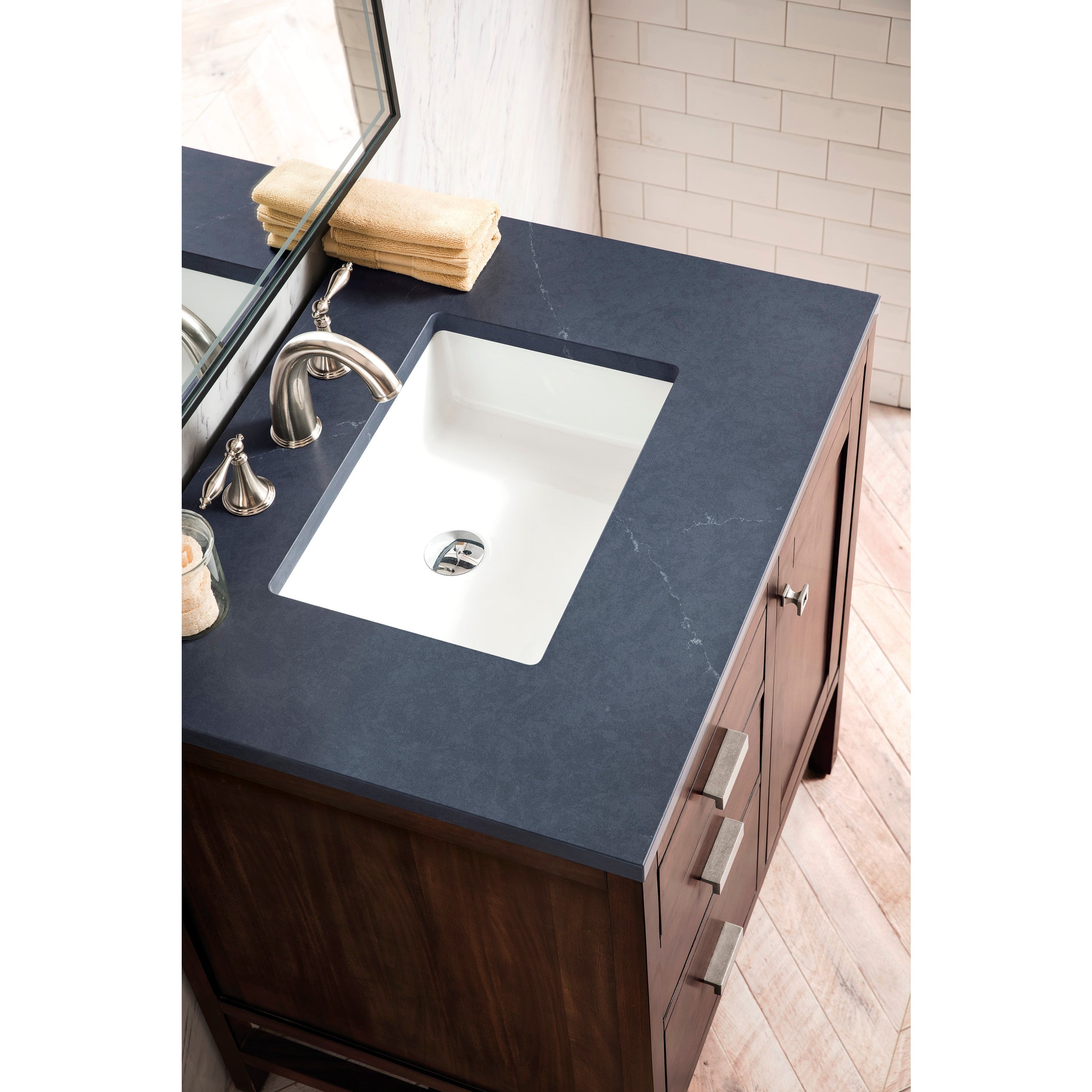 Mid-Century Acacia / Charcoal Soapstone - 3 Faucet Holes