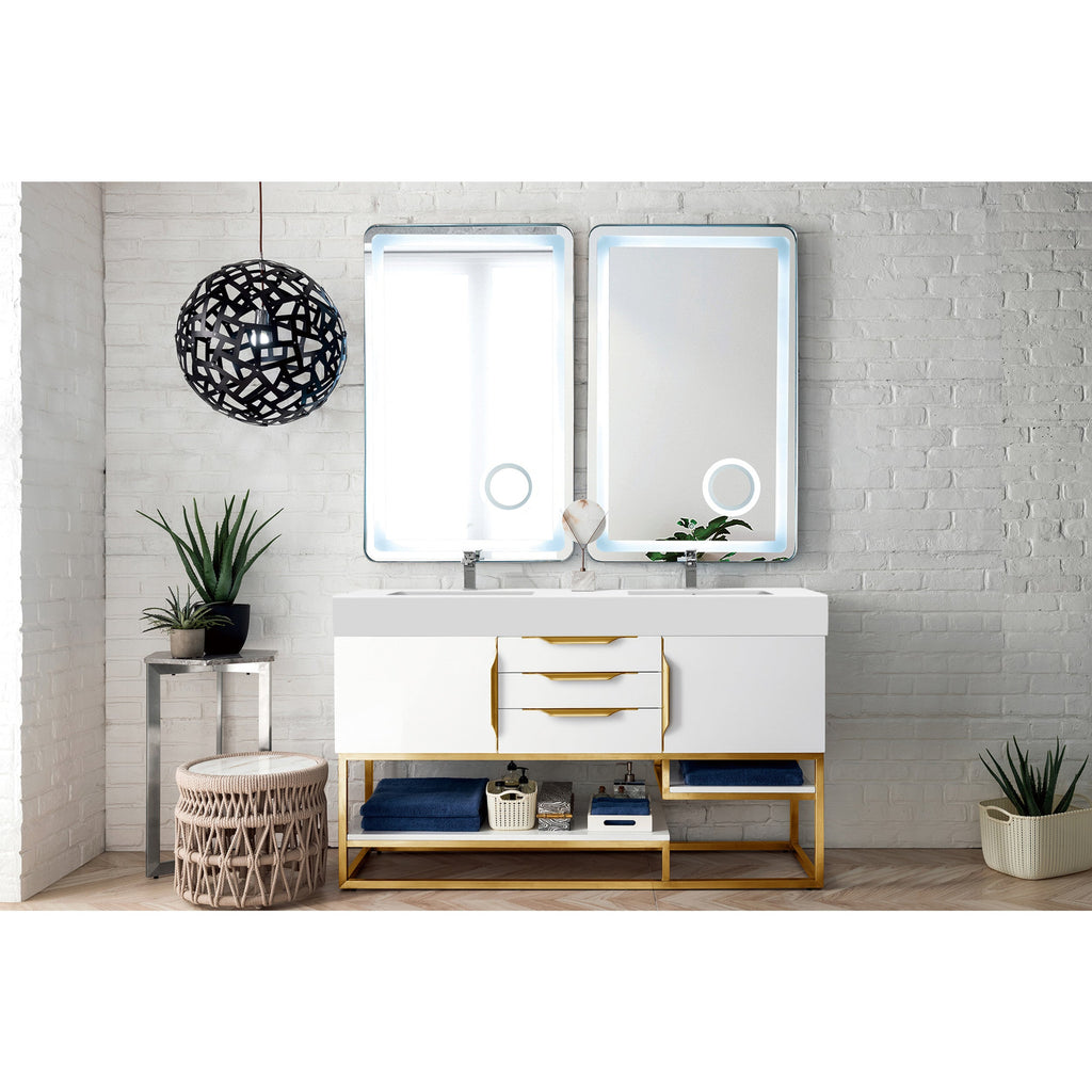 Glossy White / Radiant Gold / Glossy White - 1 Faucet Hole