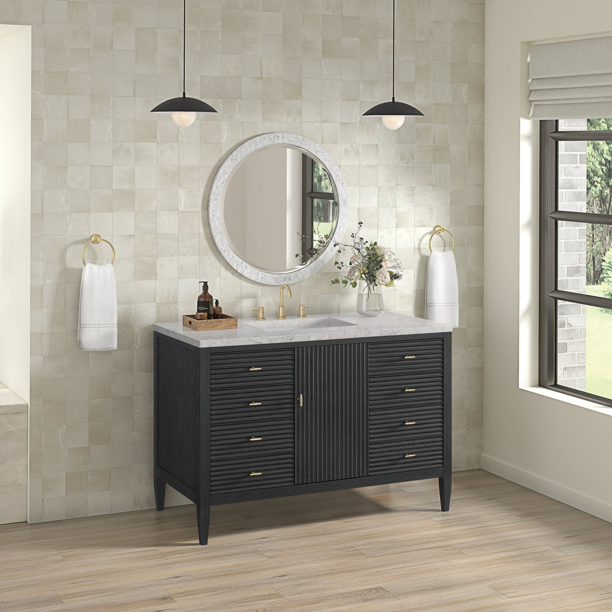 Carbon Oak / Eternal Jasmine Pearl - 3 Faucet Holes