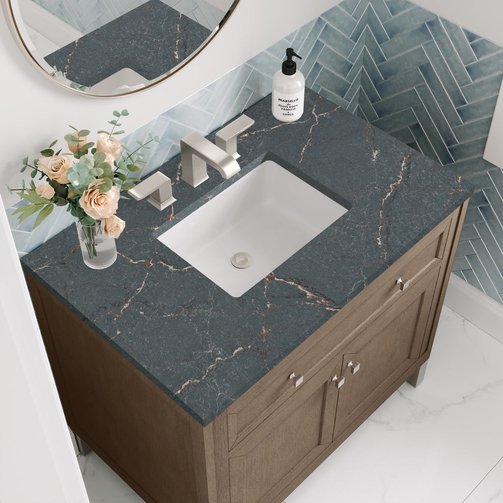 Whitewashed Walnut / Parisien Bleu - 3 Faucet Holes