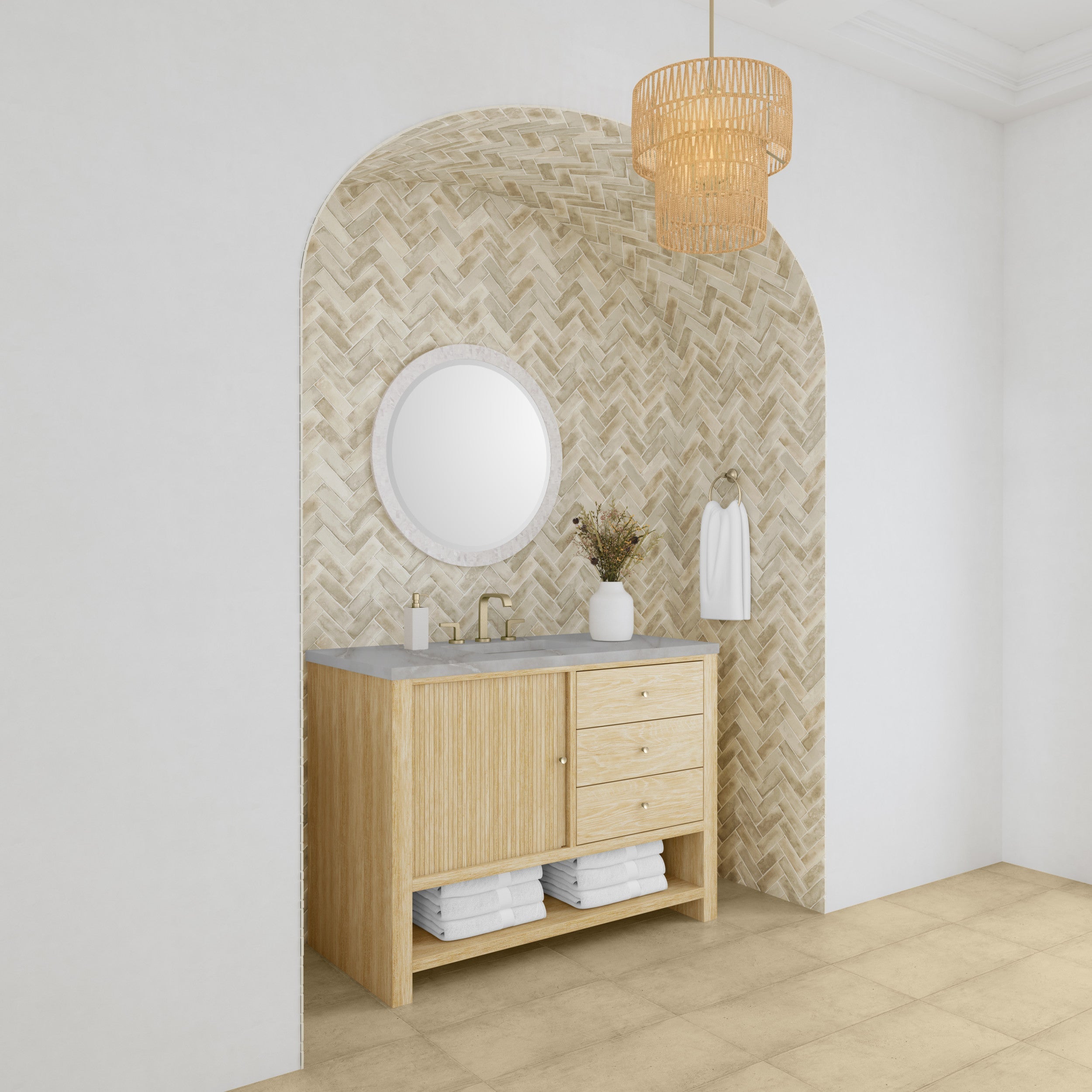 Sunwashed Oak / Victorian Silver - 3 Faucet Holes