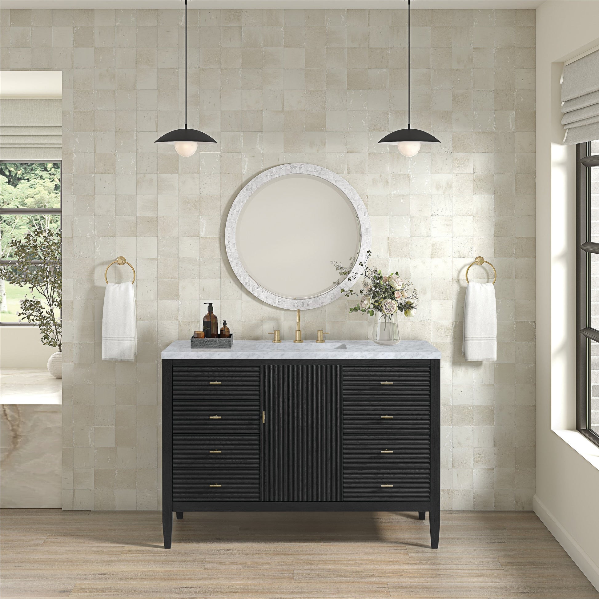 Carbon Oak / Carrara White - 3 Faucet Holes