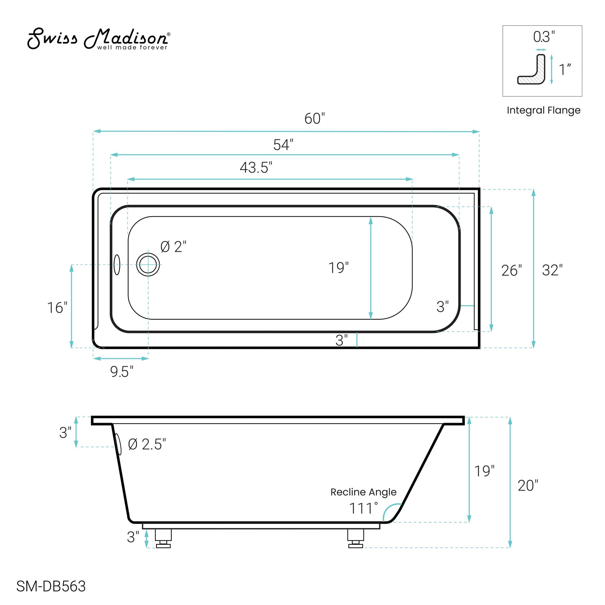 Glossy White / Alcove - No Apron / Left