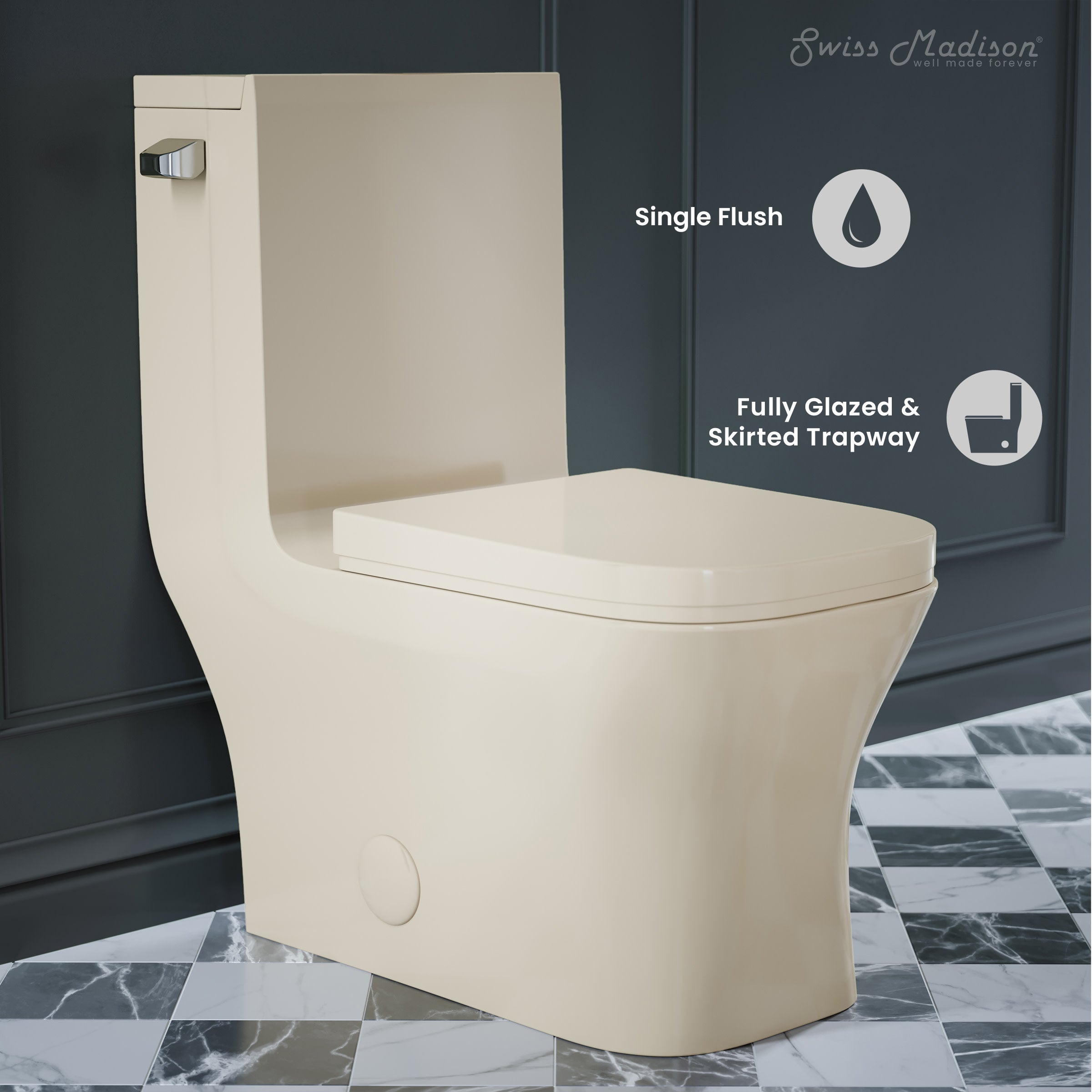 Glossy Bisque / Single - Left / Chrome