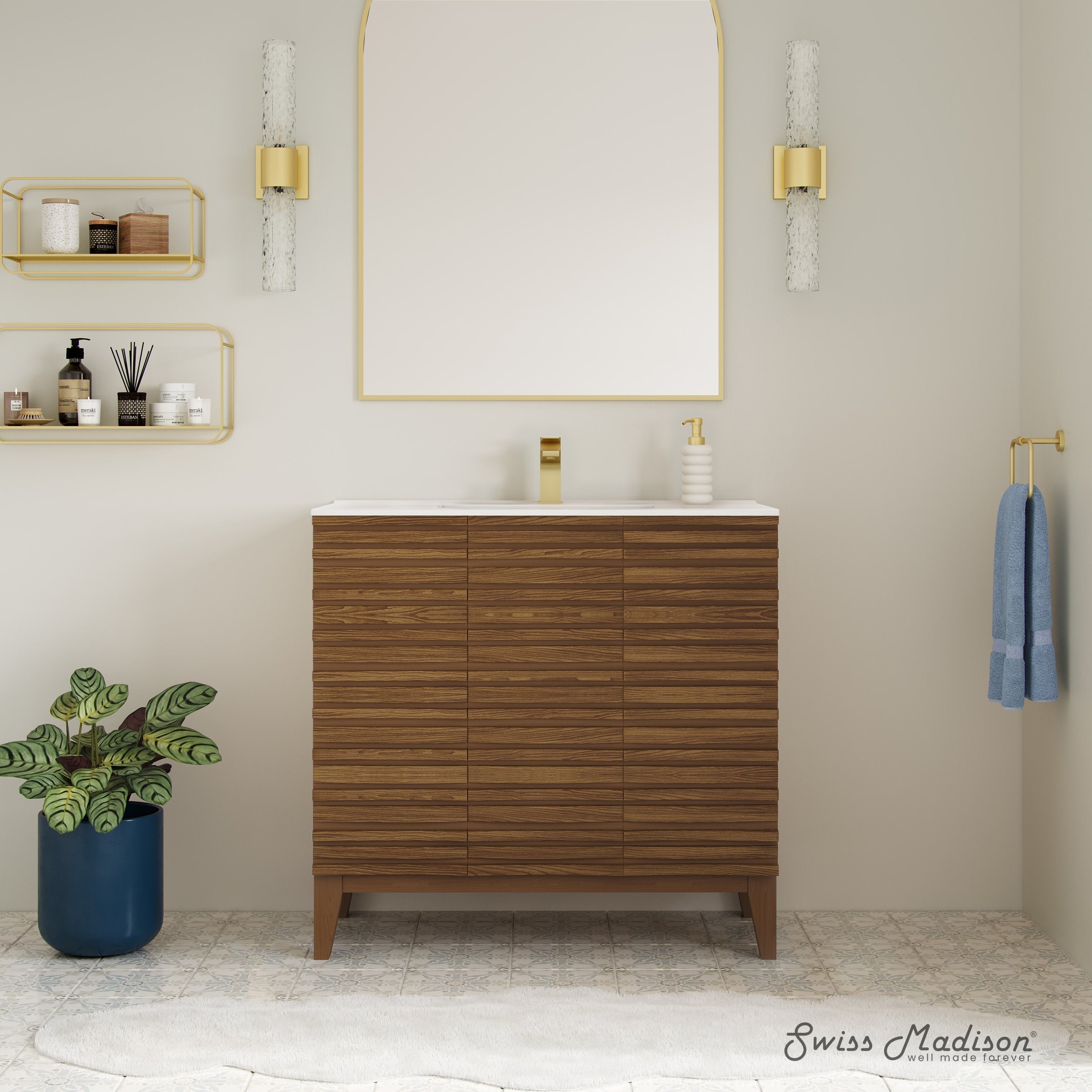 Brown Oak / White / 1-Hole