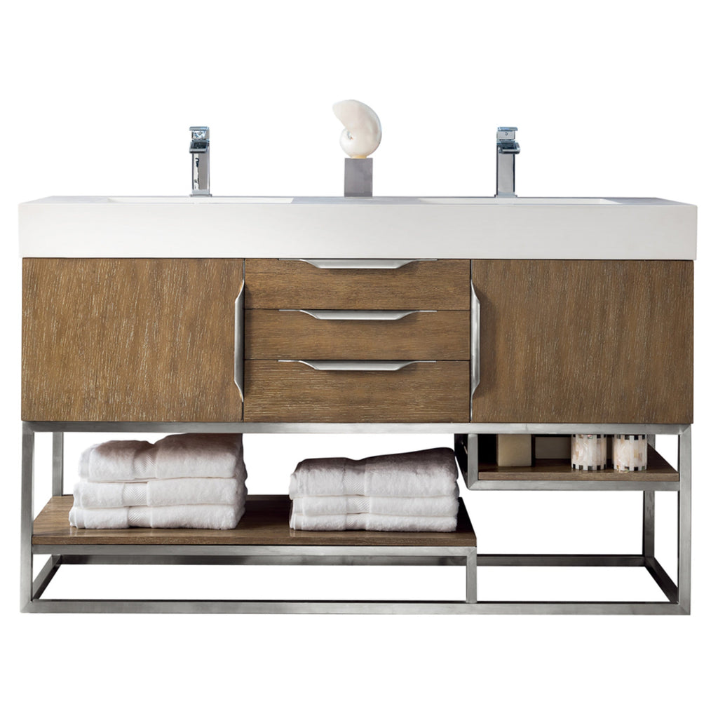 Latte Oak / Brushed Nickel / Glossy White - 1 Faucet Hole