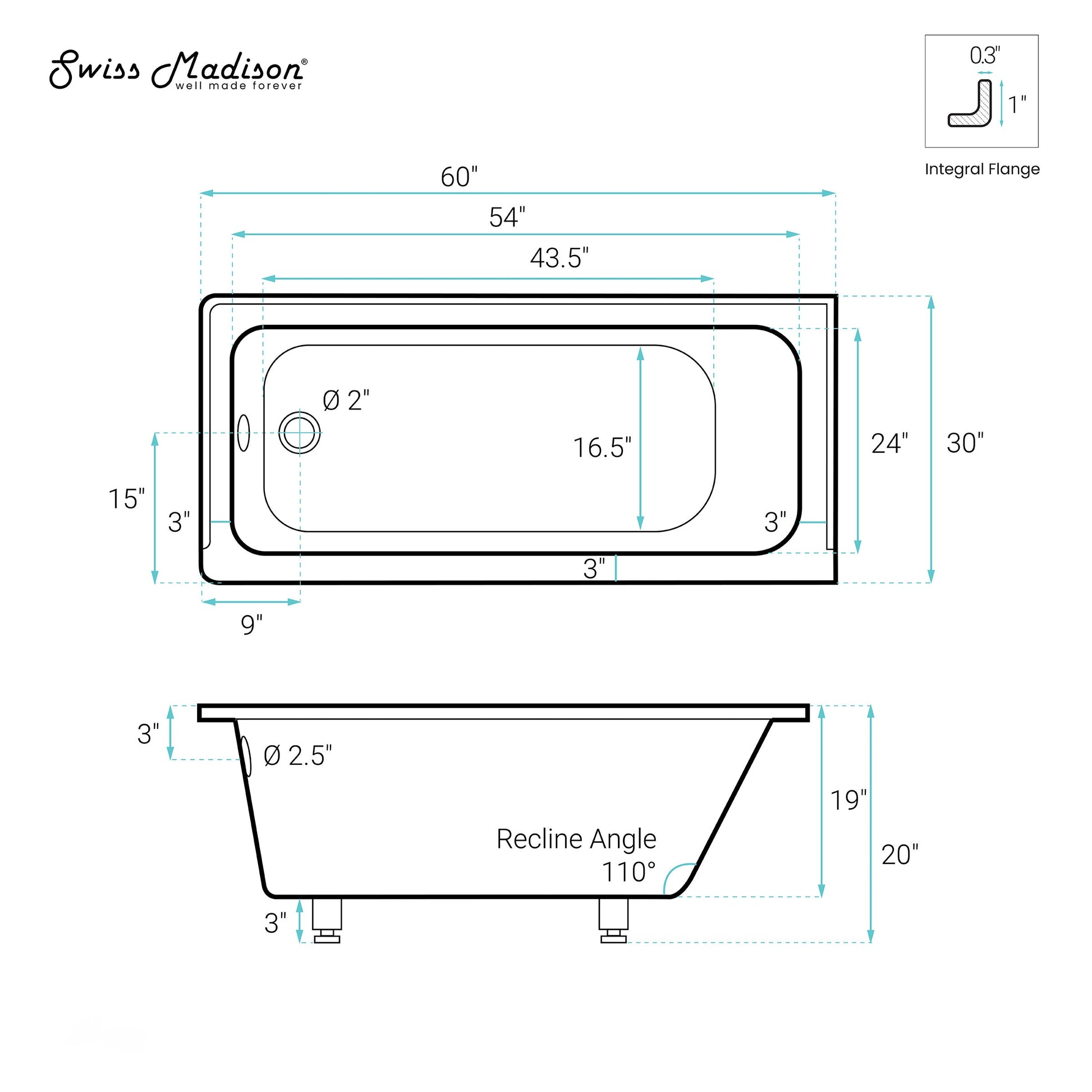 Glossy White / Alcove - No Apron / Left