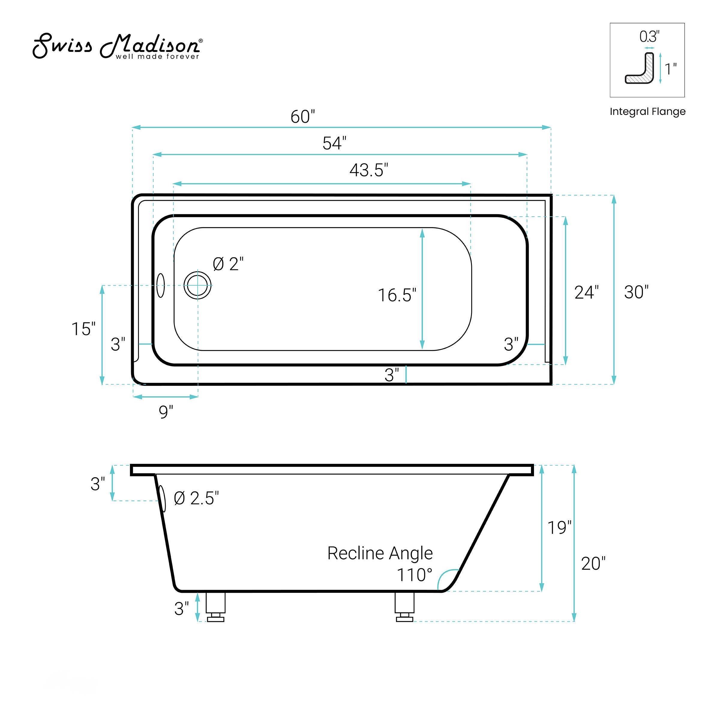 Glossy White / Alcove - No Apron / Left