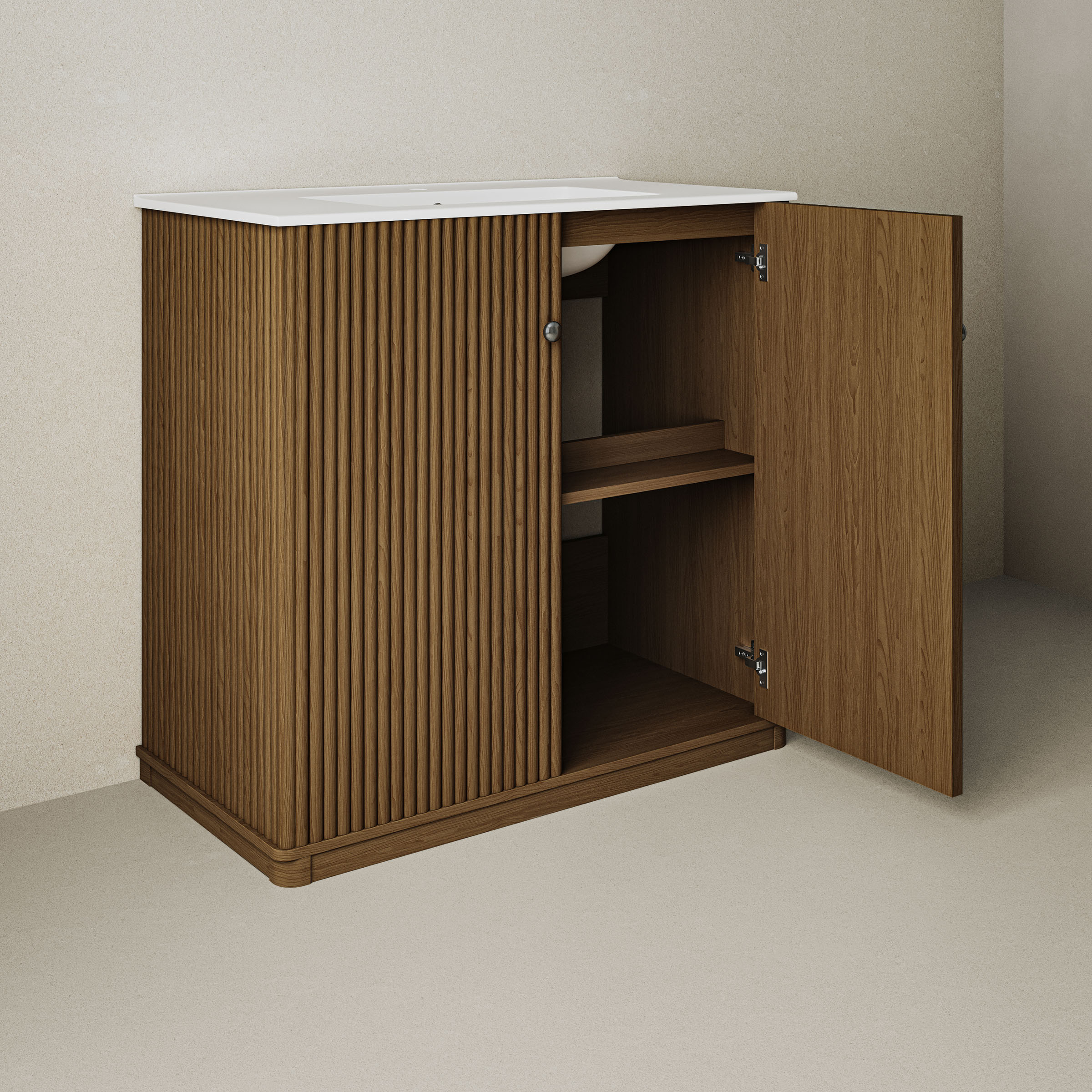 Brown Oak / White / 1-Hole