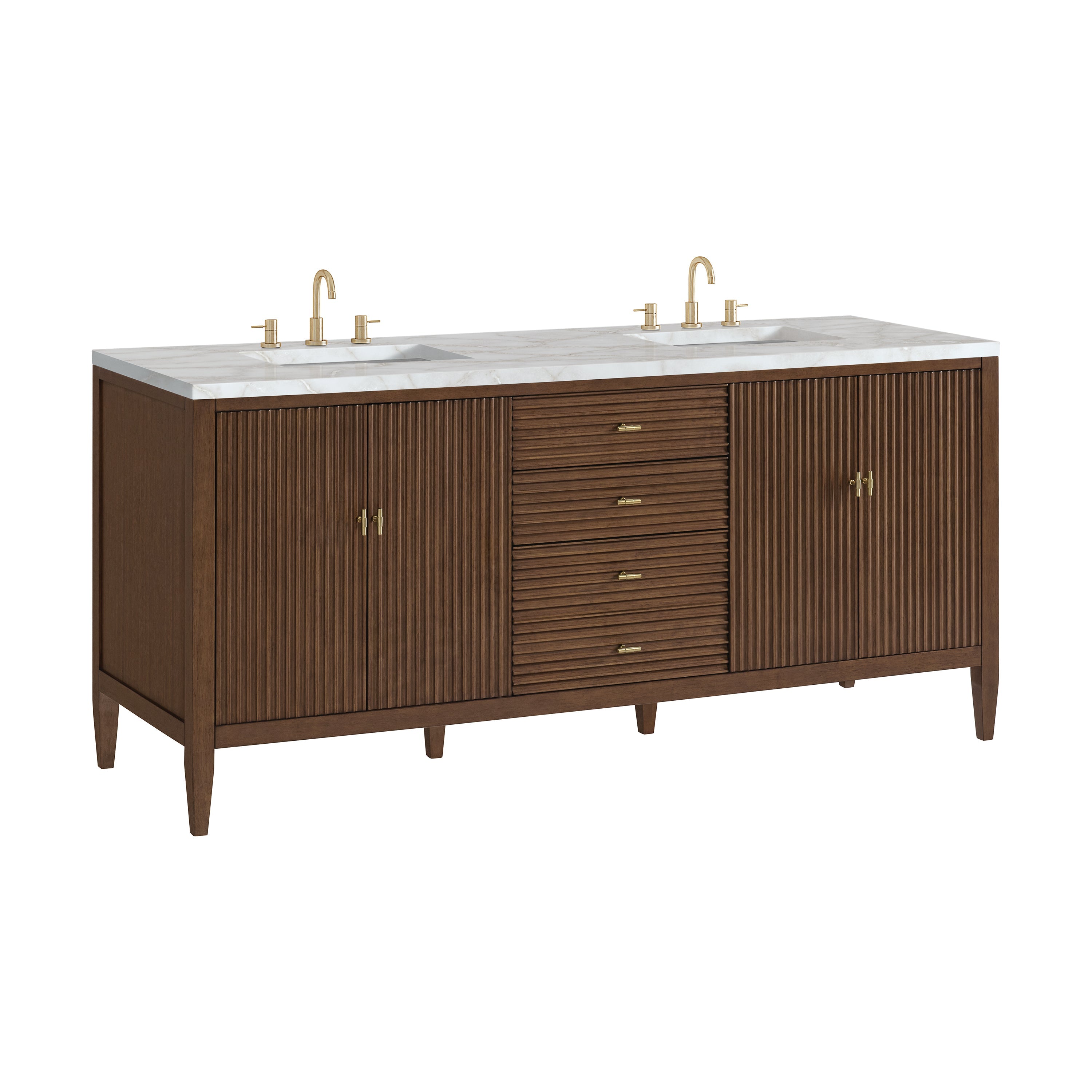 Mid-Century Walnut / Victorian Silver - 3 Faucet Holes