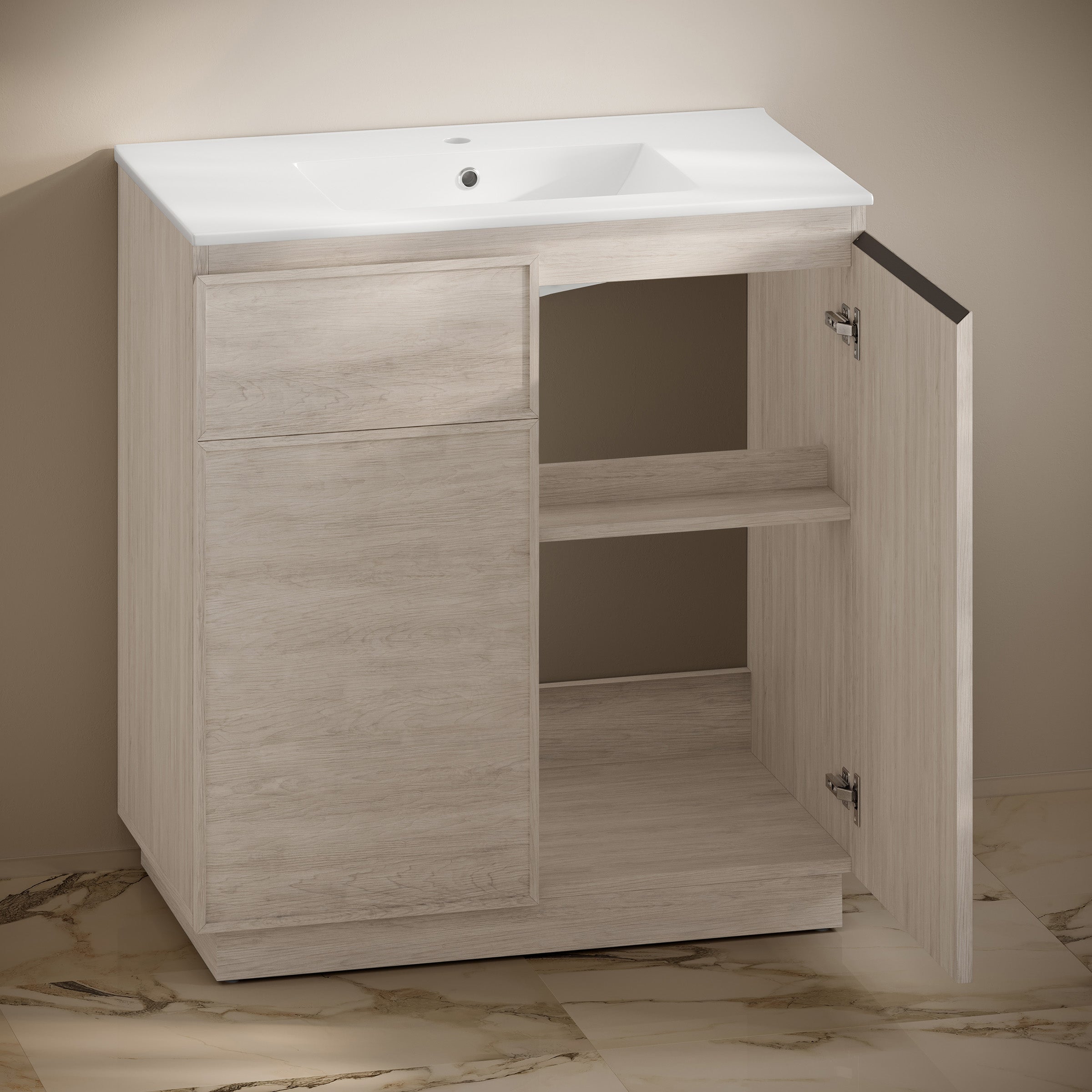 White Oak / White / 1-Hole