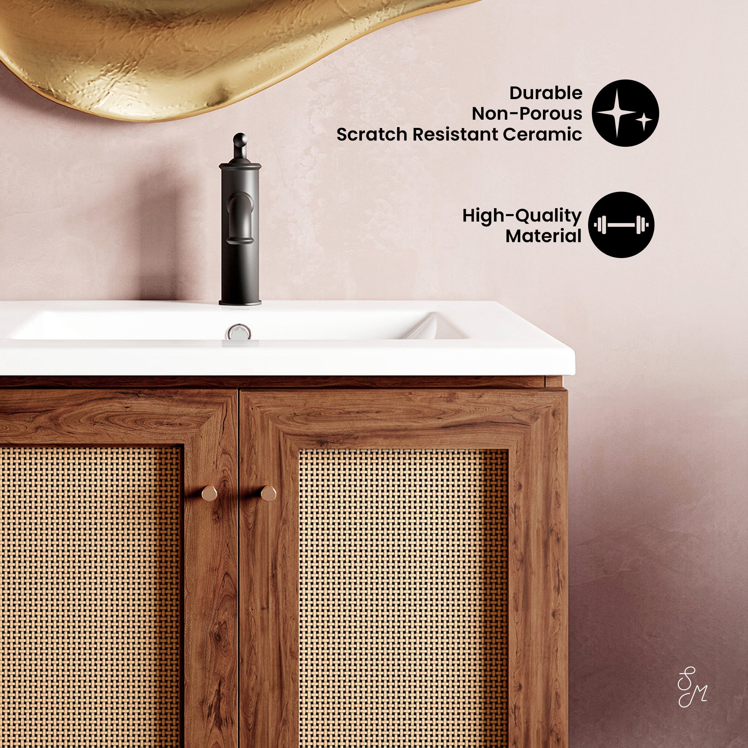 Brown Oak / White / 1-Hole