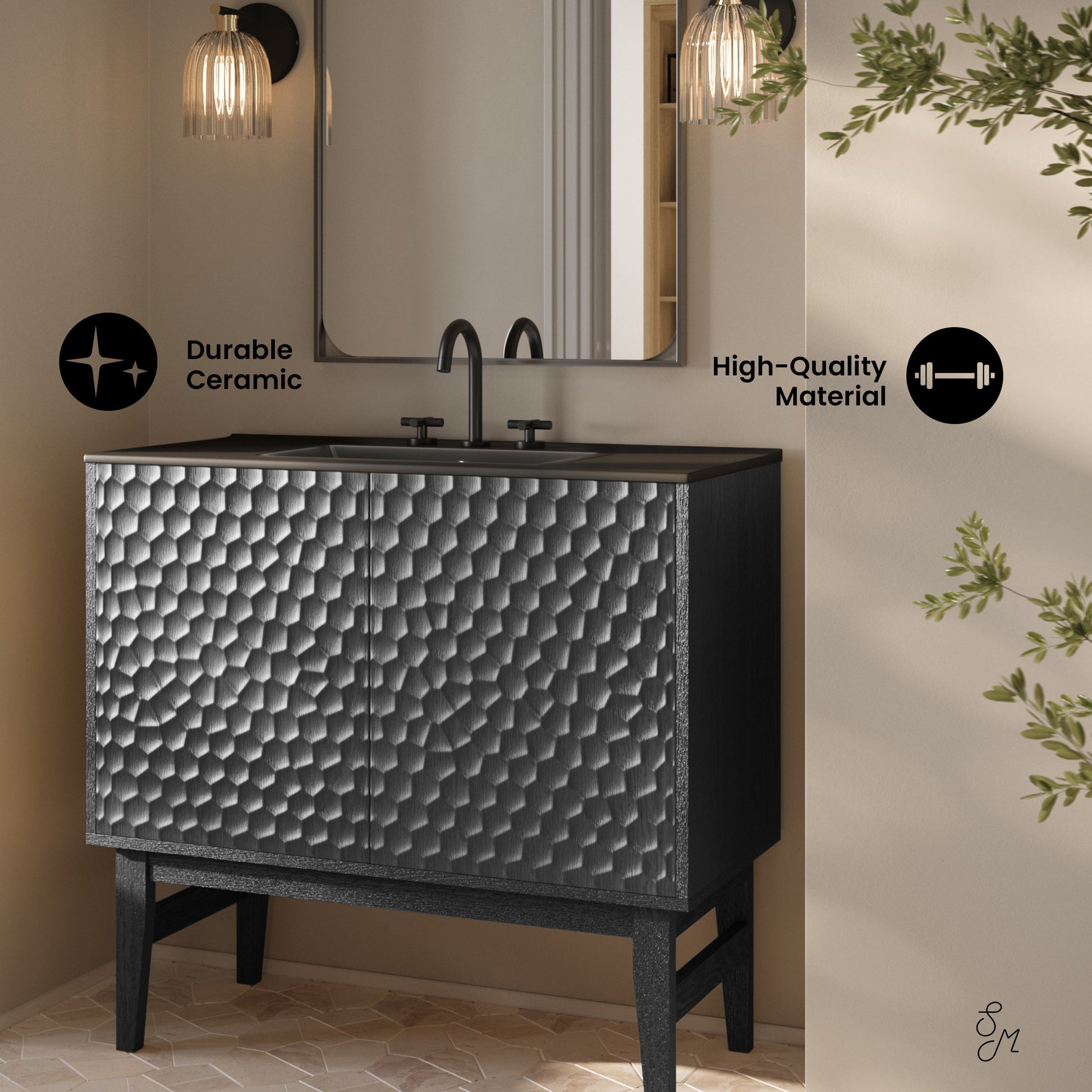 Black Oak / Matte Black / 3-Hole