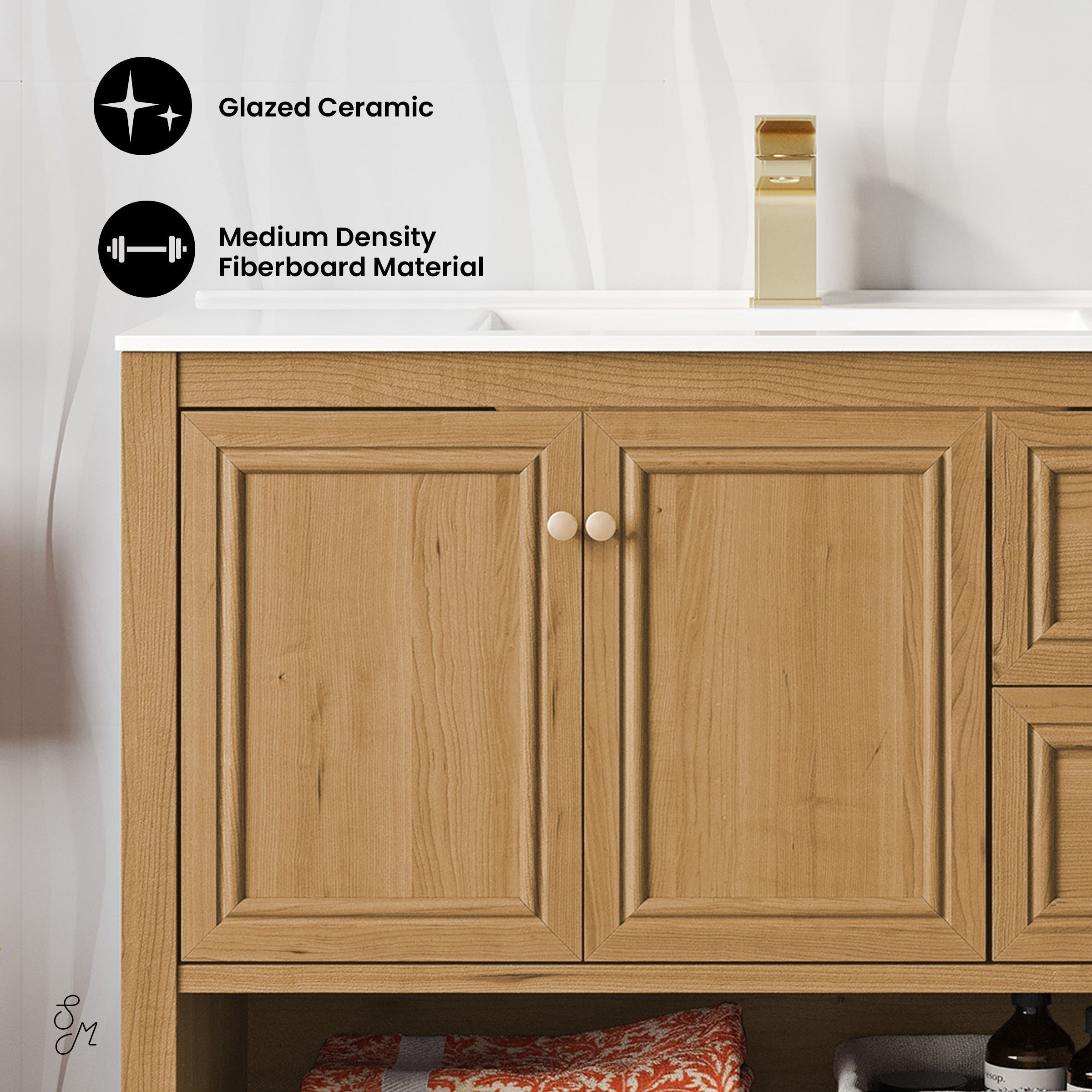 Golden Oak / White / 1-Hole