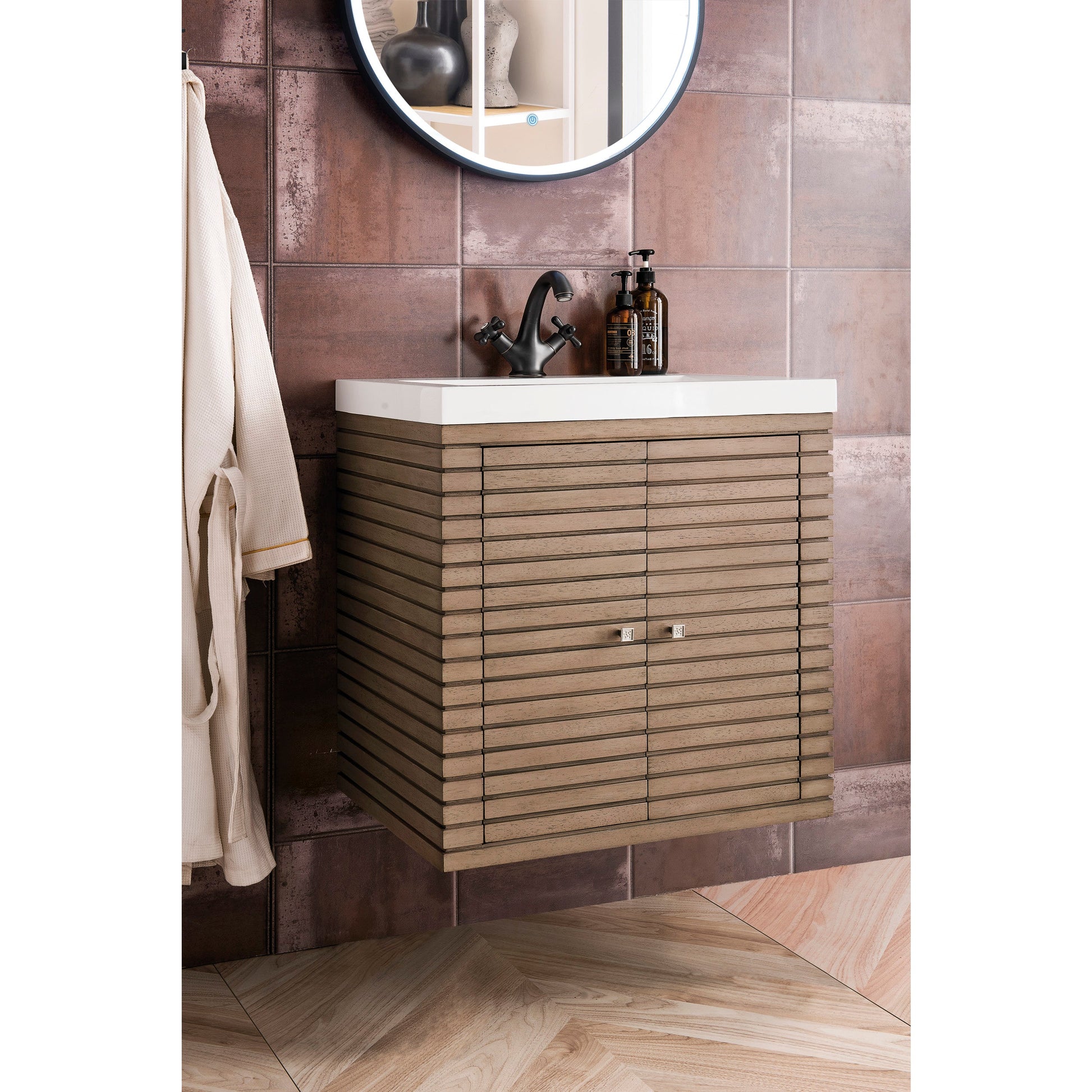 Whitewashed Walnut / White Glossy - 1 Faucet Hole