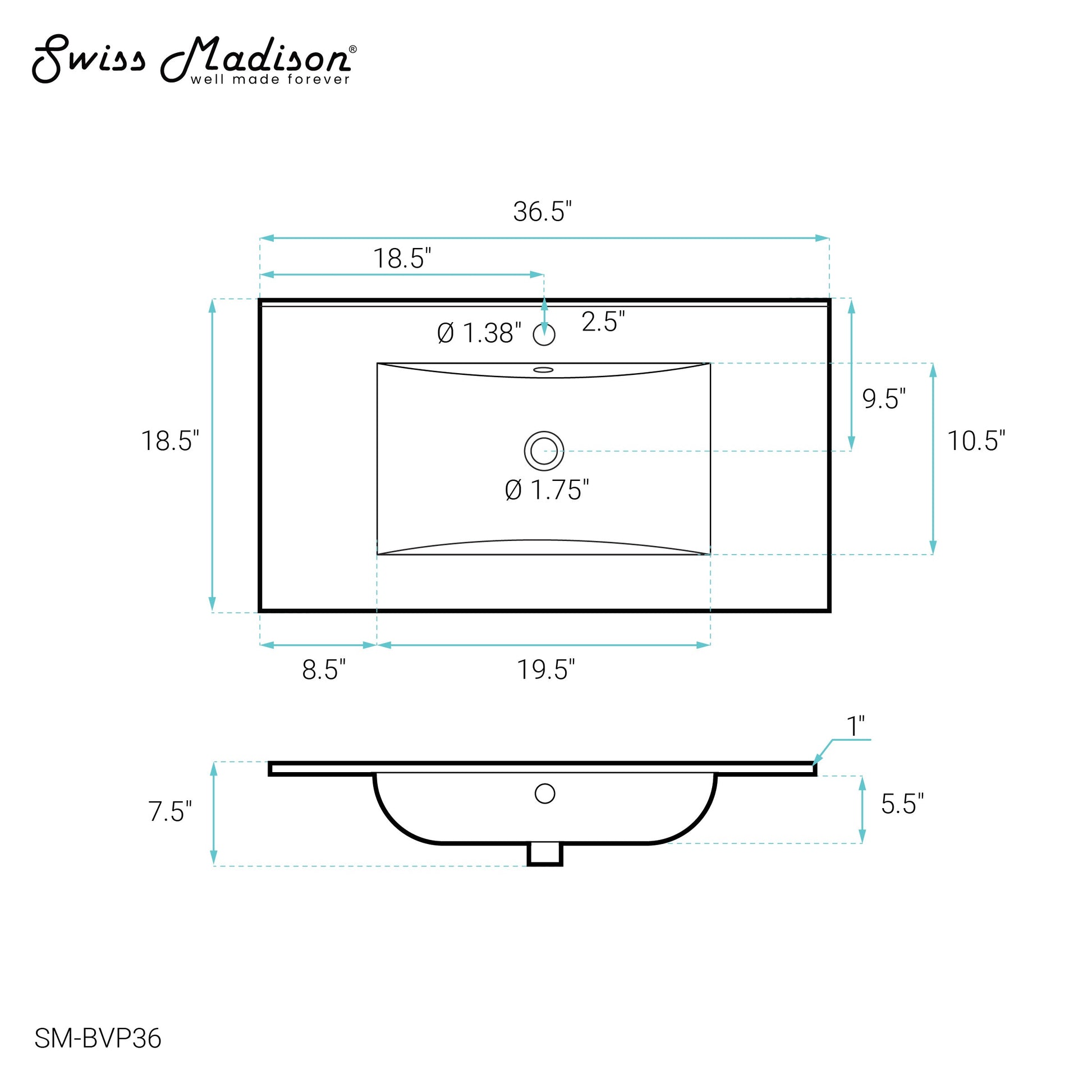 Glossy White / 1-Hole / Center
