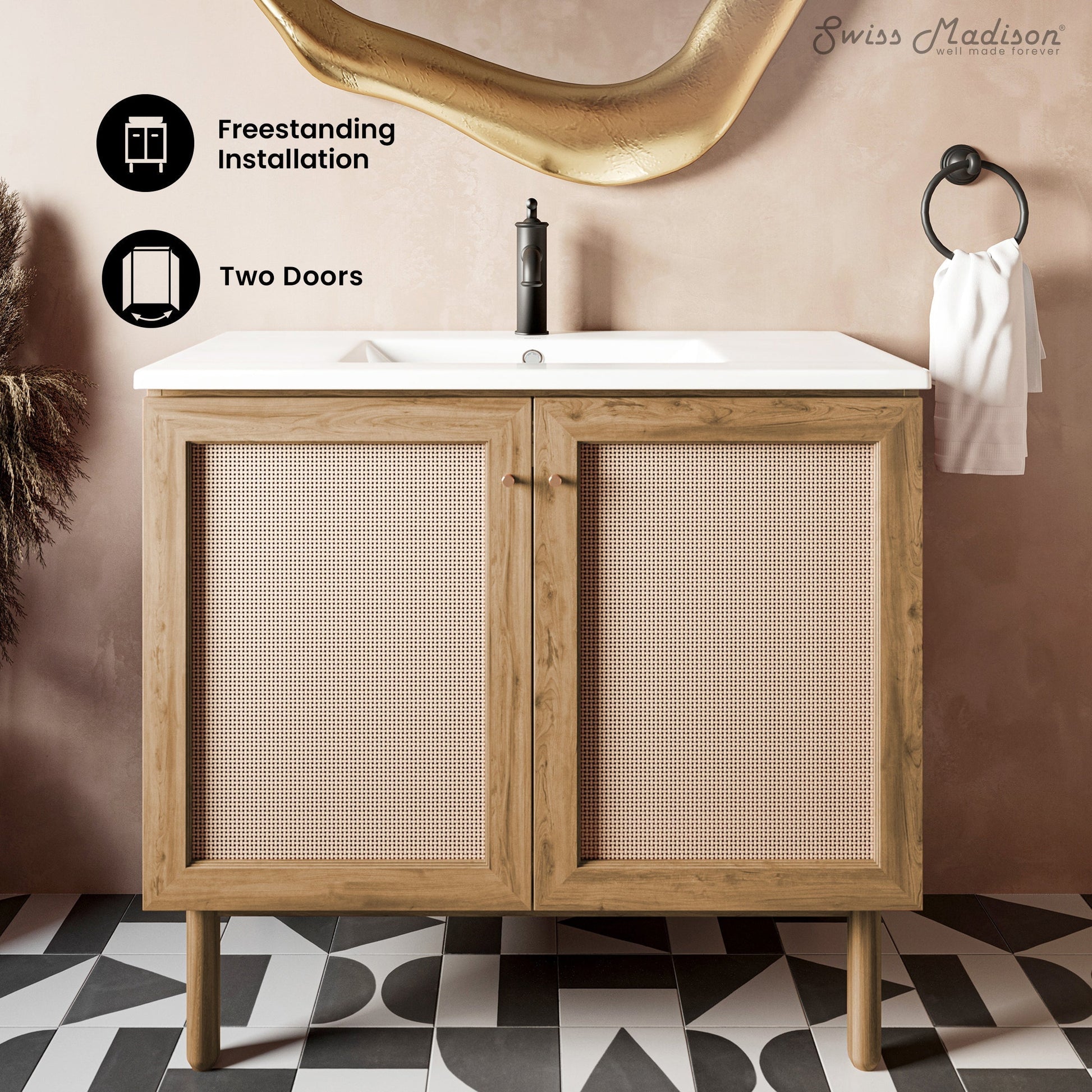 Golden Oak / White / 1-Hole