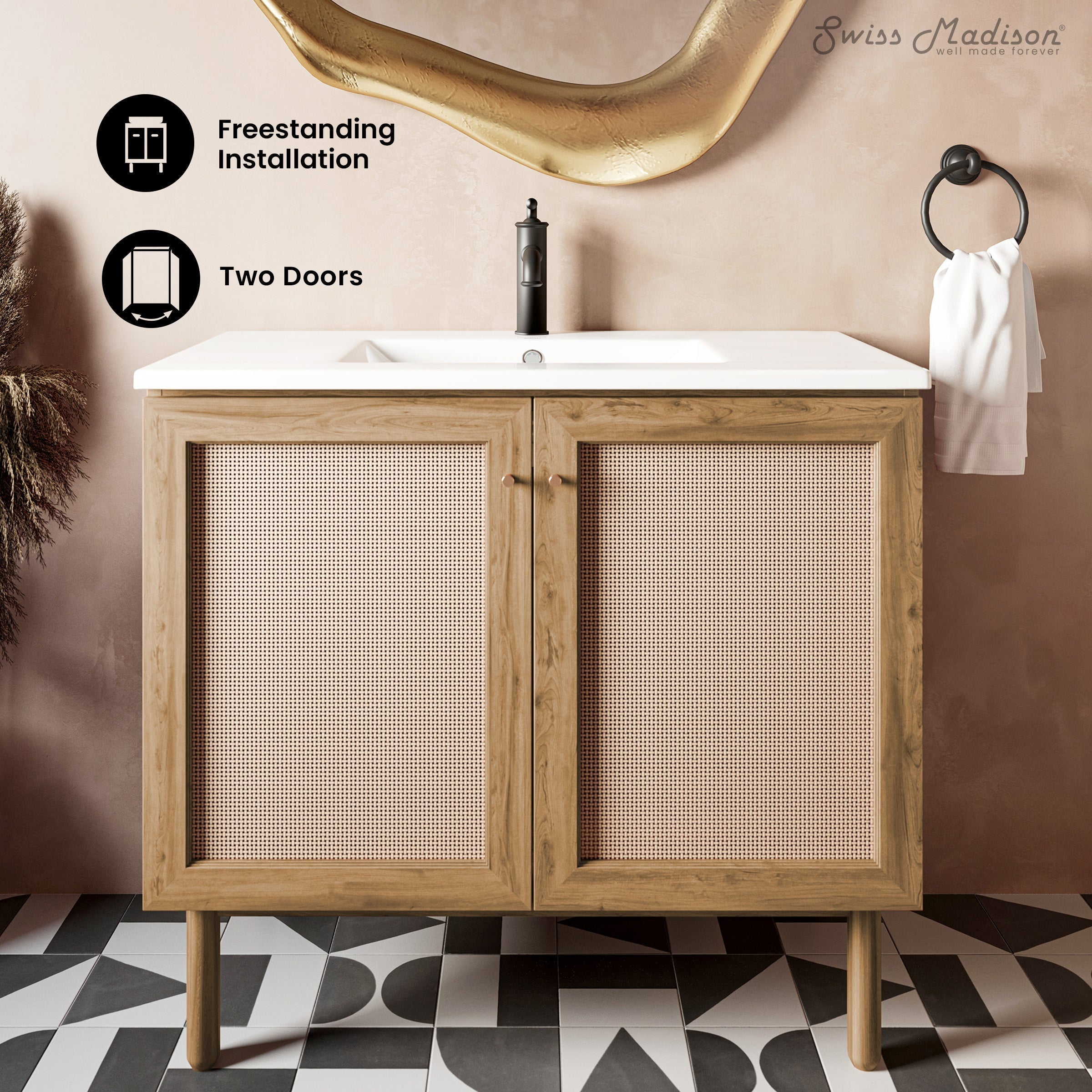 Golden Oak / White / 1-Hole