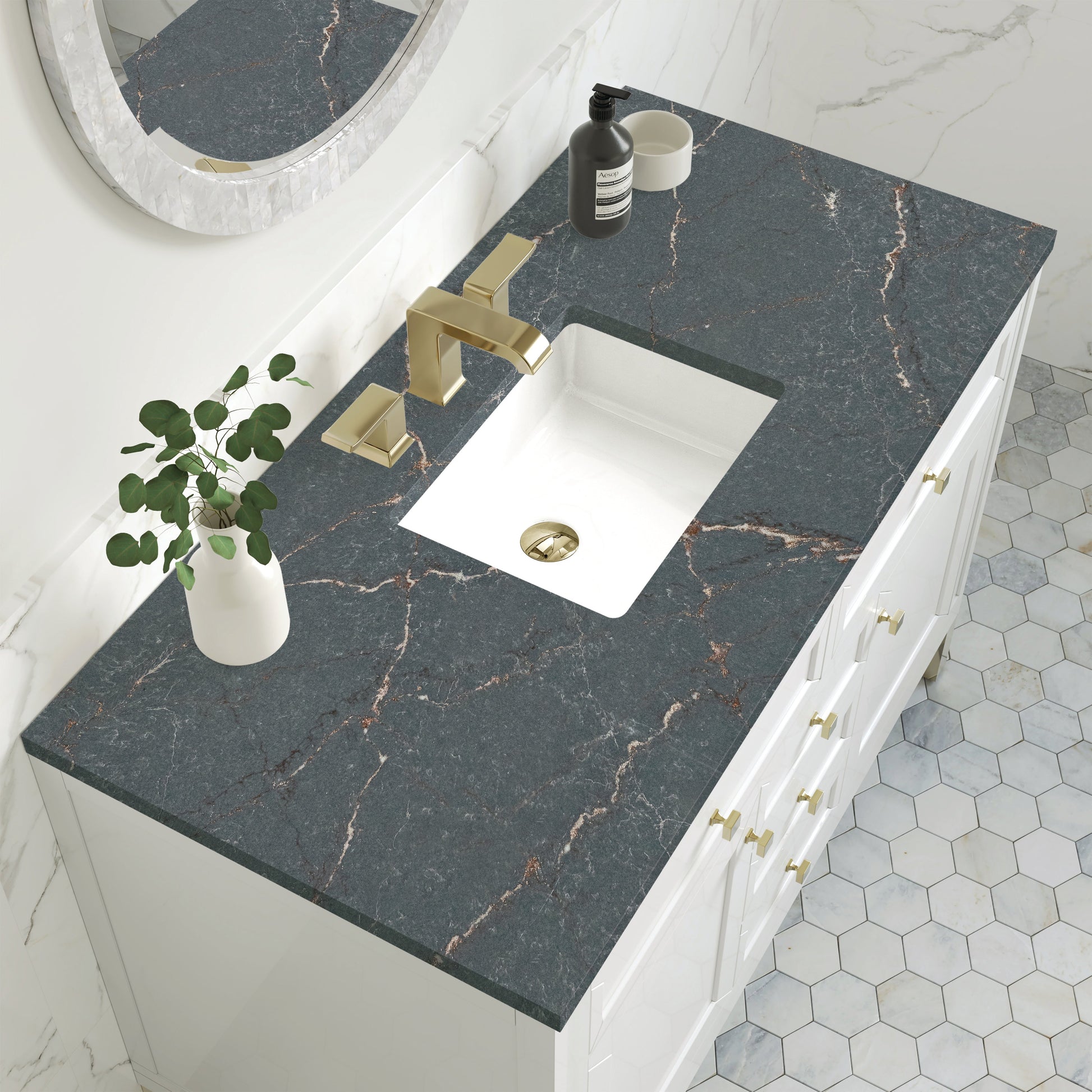Glossy White / Parisien Bleu - 3 Faucet Holes
