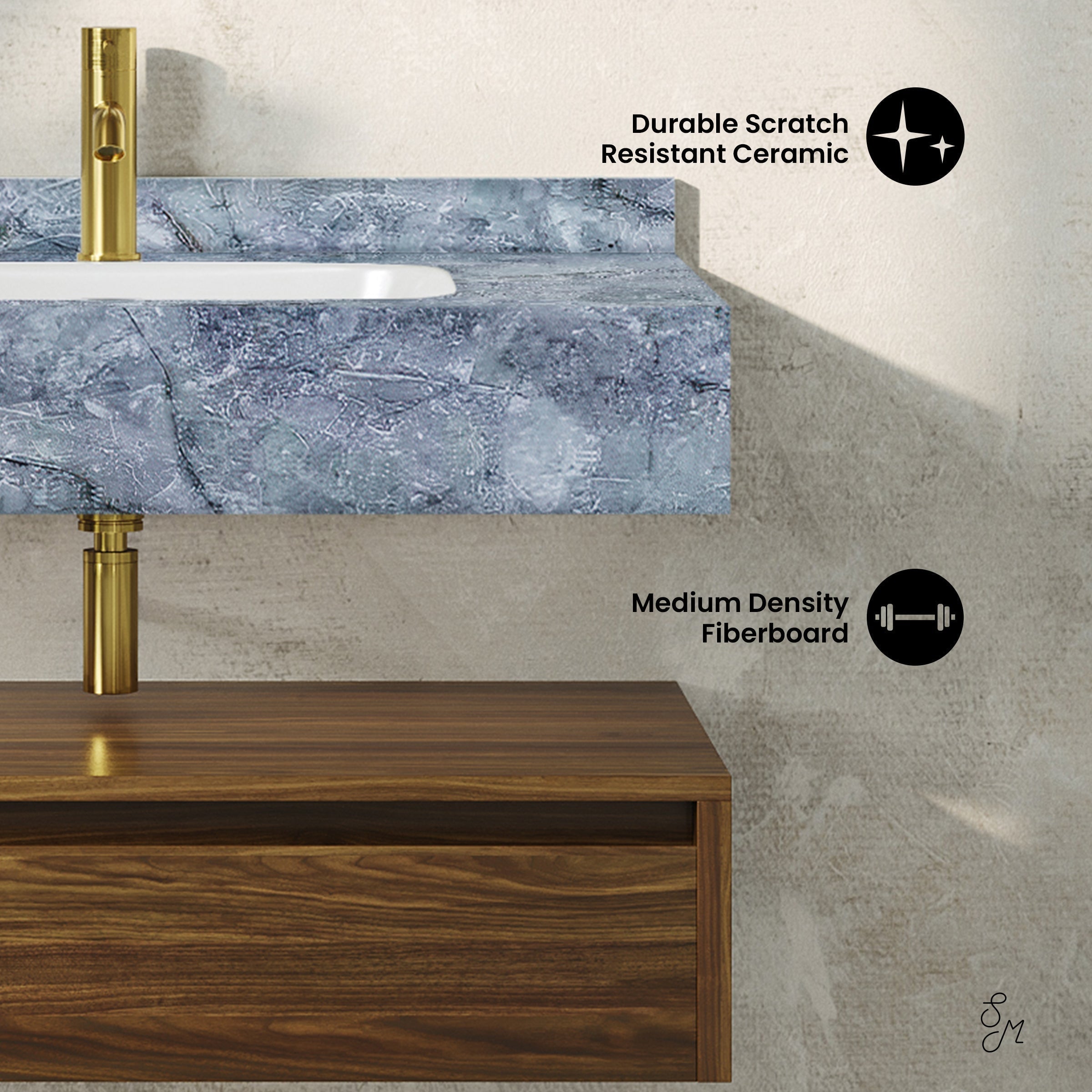 Brown Oak / Blue Celeste