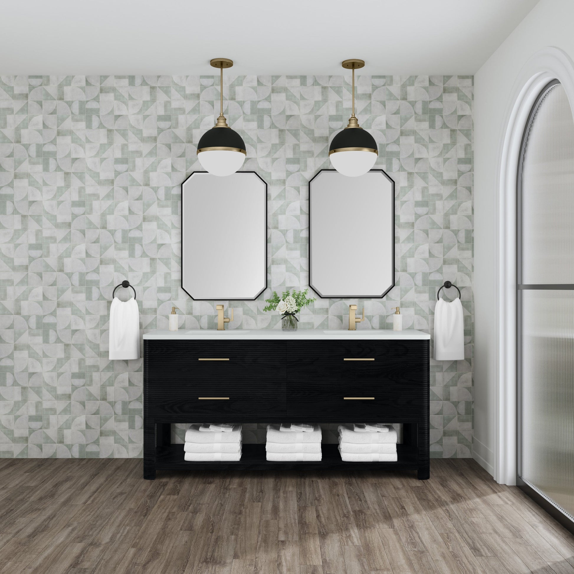 Carbon Oak / White Zeus - 1 Faucet Hole