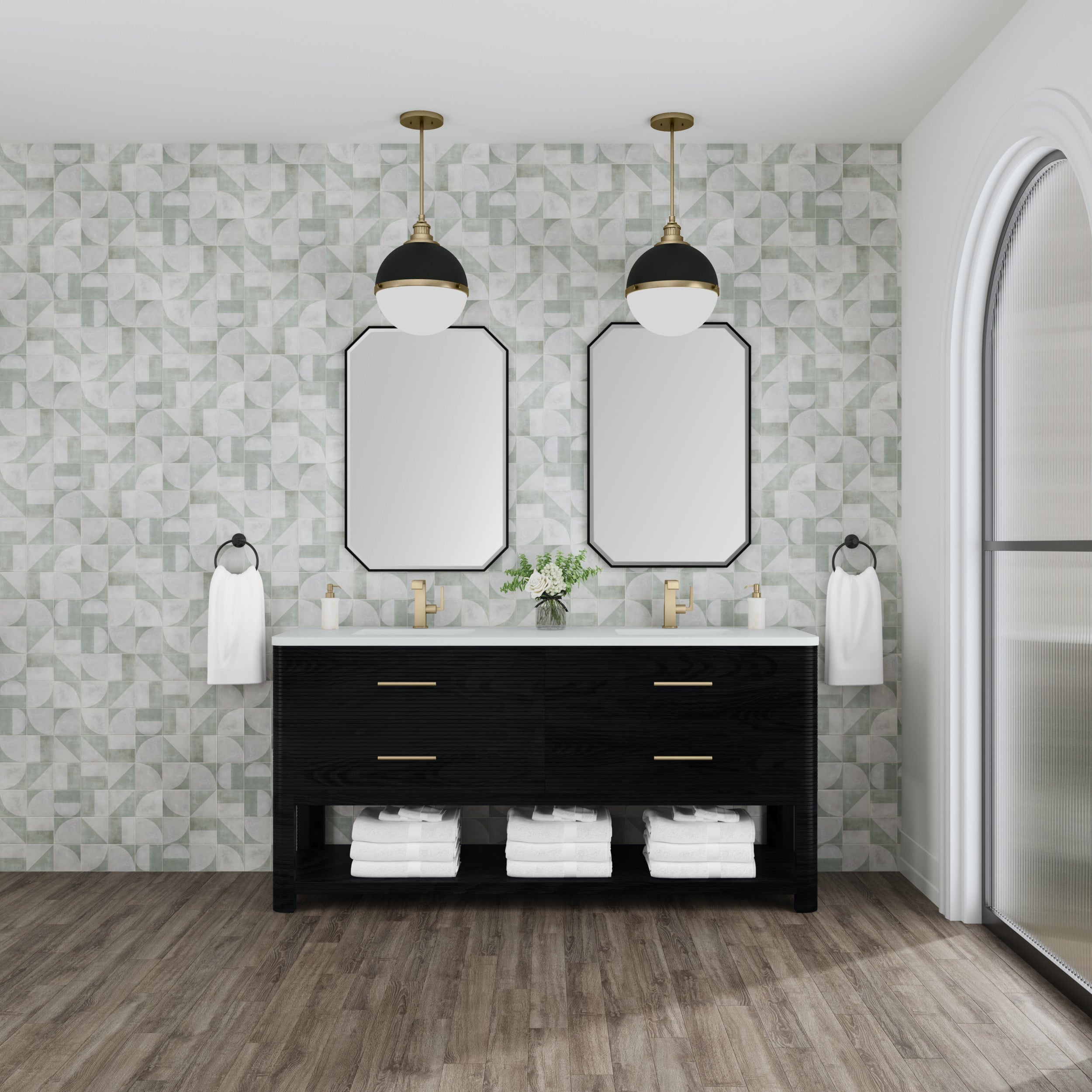 Carbon Oak / White Zeus - 1 Faucet Hole