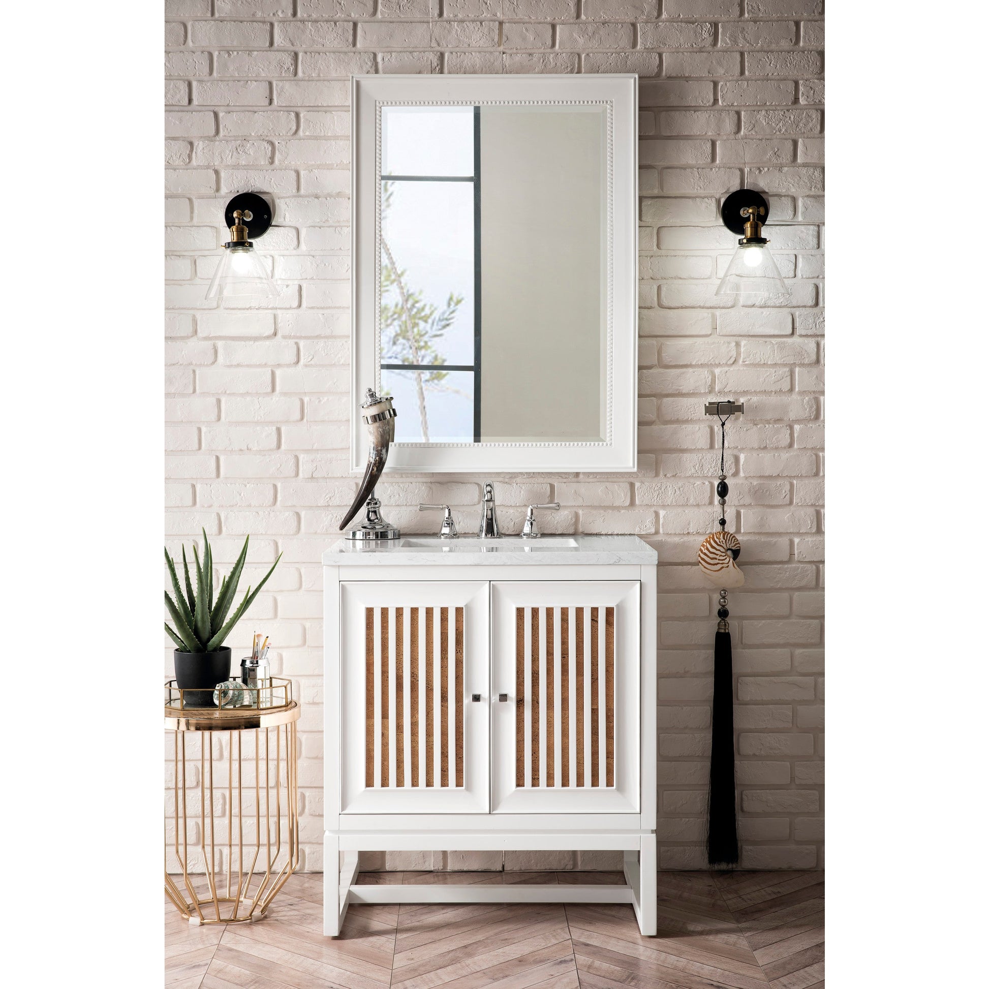 Glossy White / Carrara White - 3 Faucet Holes