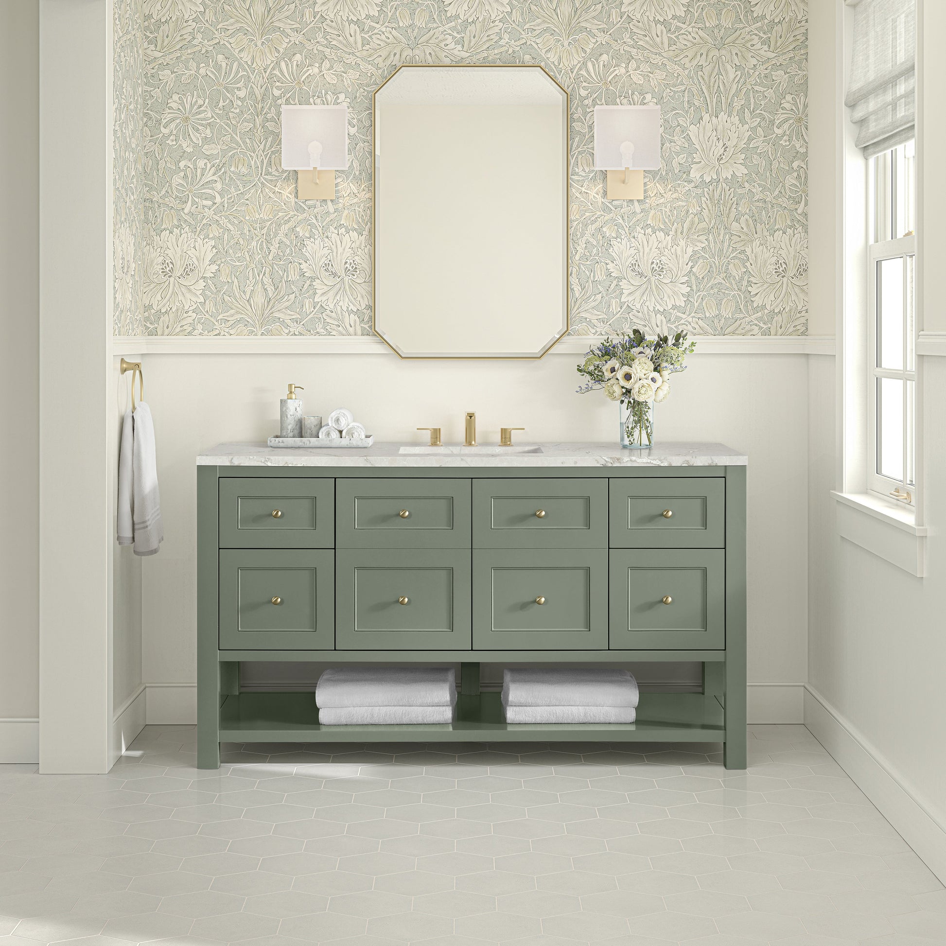 Smokey Celadon / Victorian Silver - 3 Faucet Holes