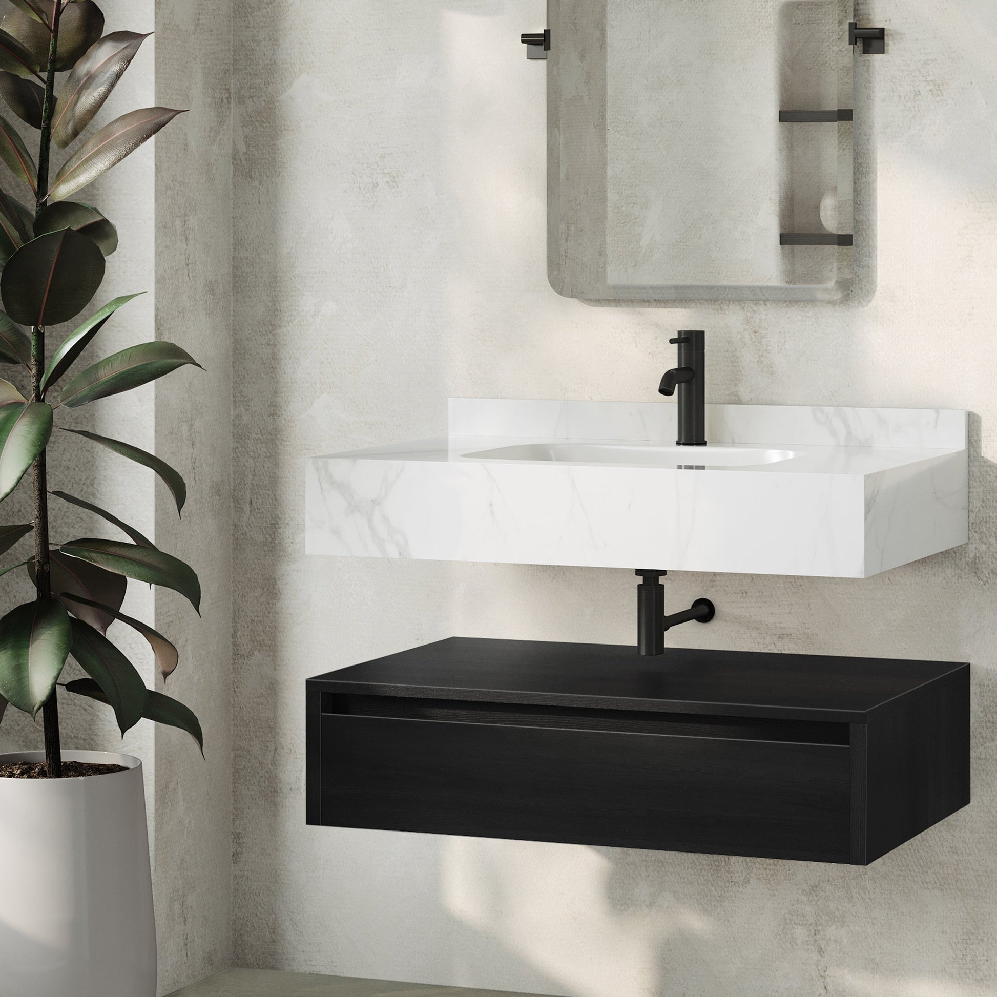 Black Oak / White Marble