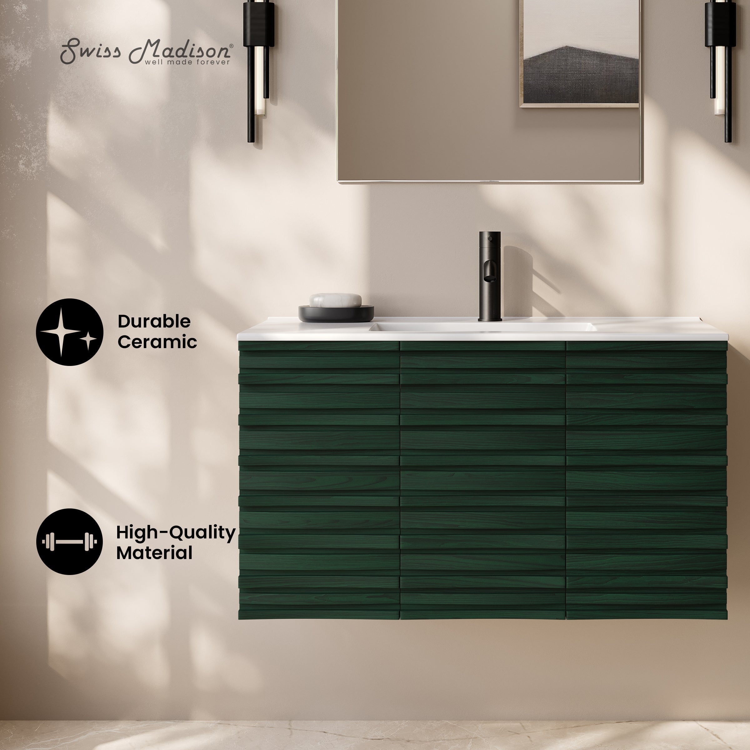 Green Oak / White / 1-Hole