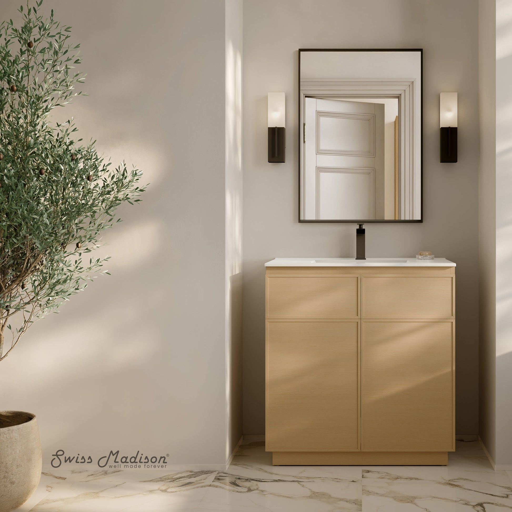 Natural Oak / White / 1-Hole