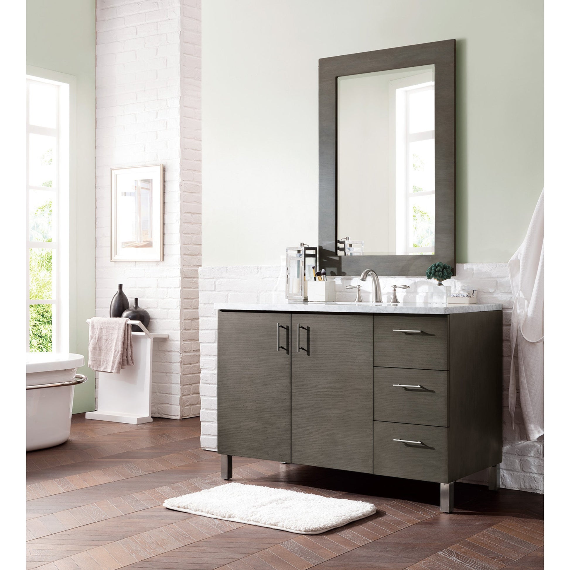 Silver Oak / Carrara White - 3 Faucet Holes