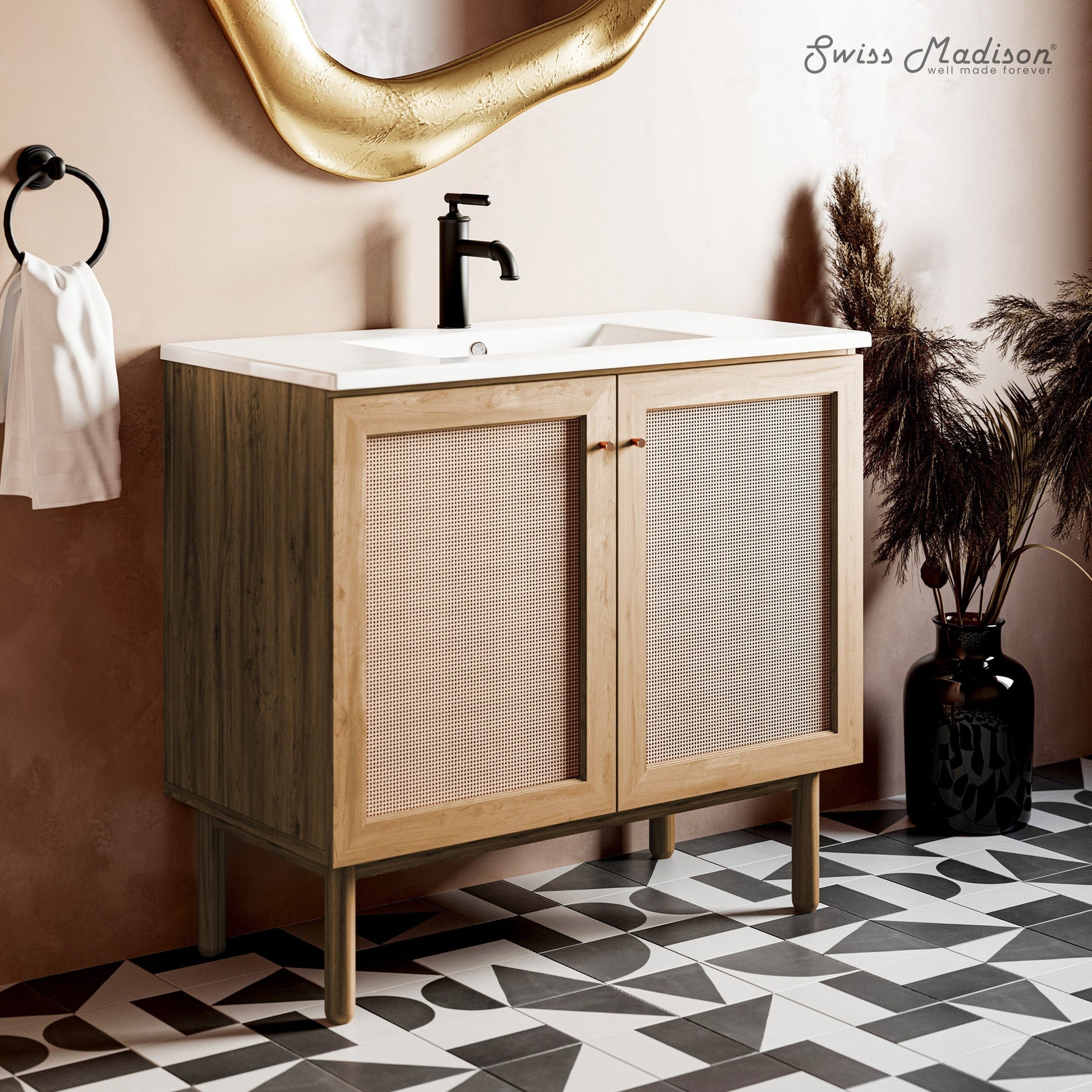 Golden Oak / White / 1-Hole