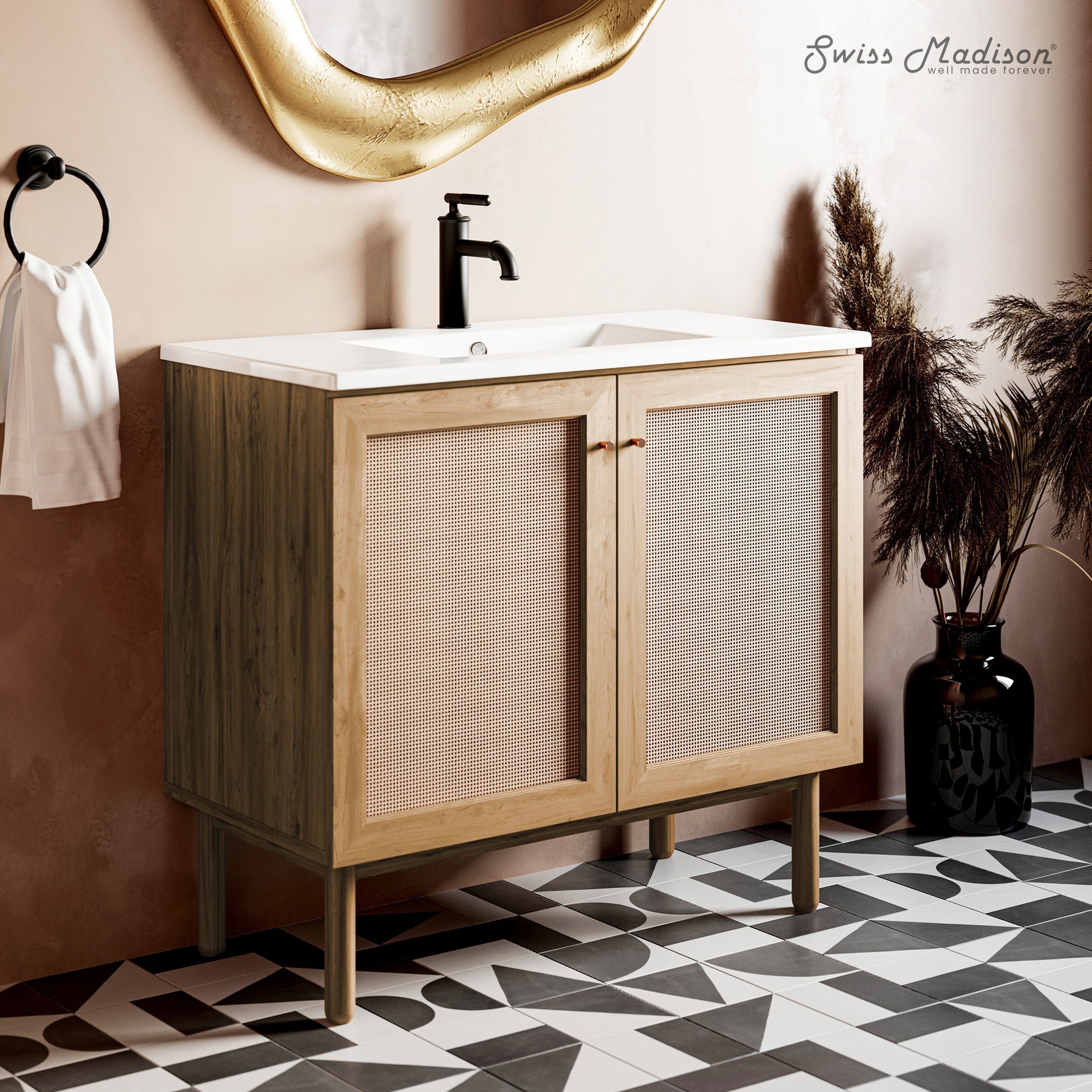 Golden Oak / White / 1-Hole