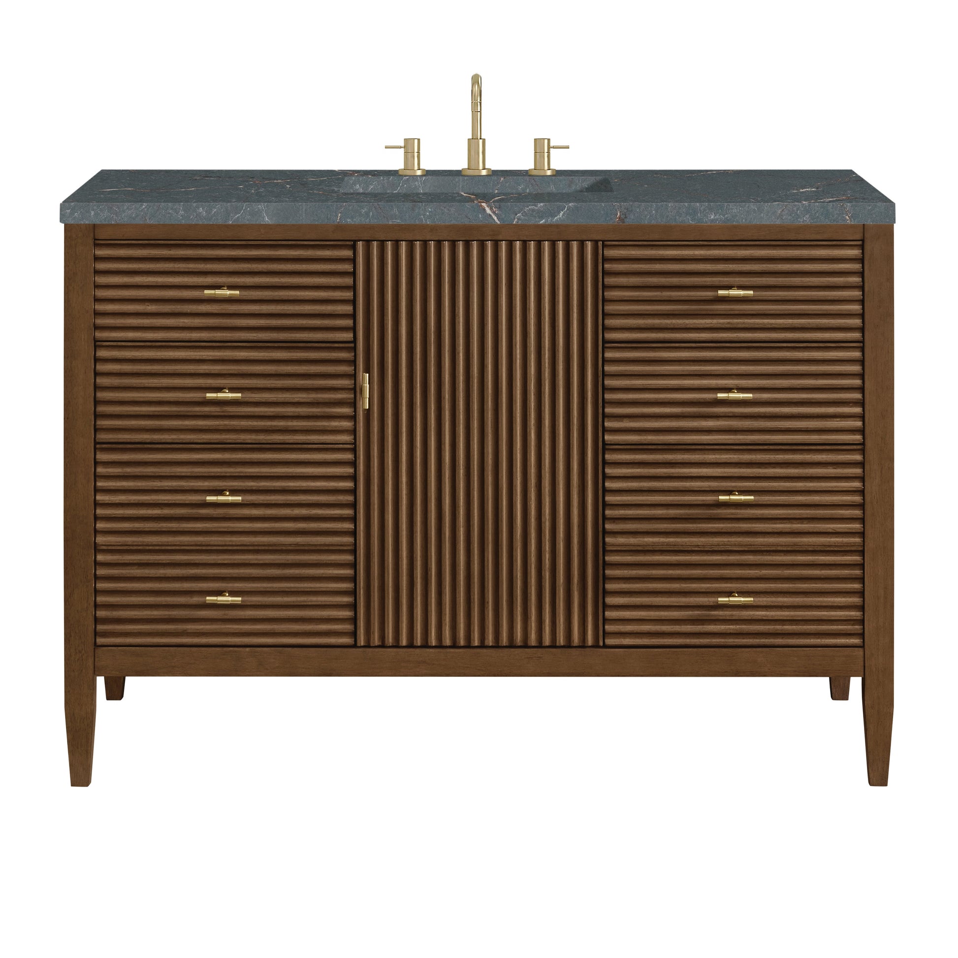 Mid-Century Walnut / Parisien Bleu - 3 Faucet Holes