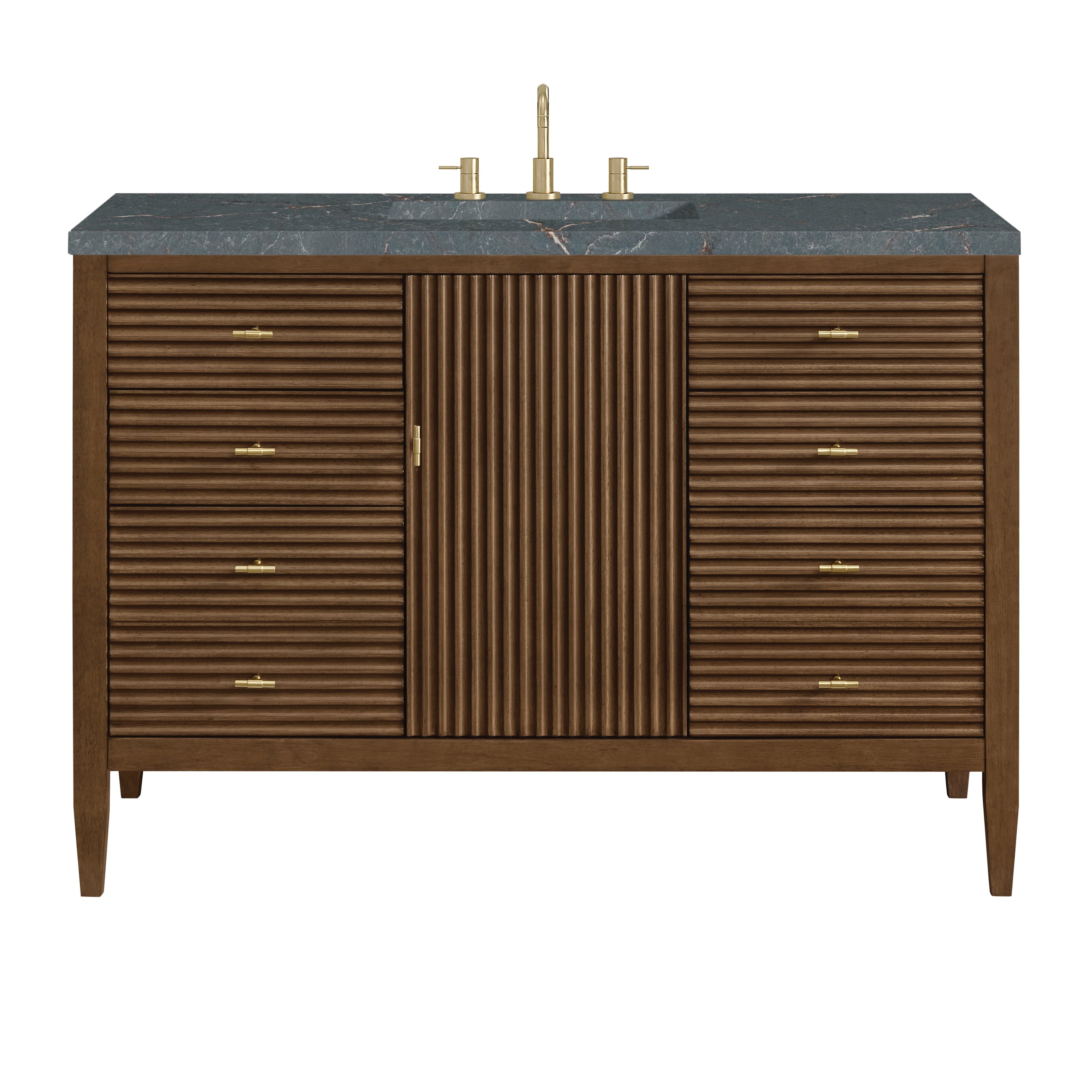 Mid-Century Walnut / Parisien Bleu - 3 Faucet Holes